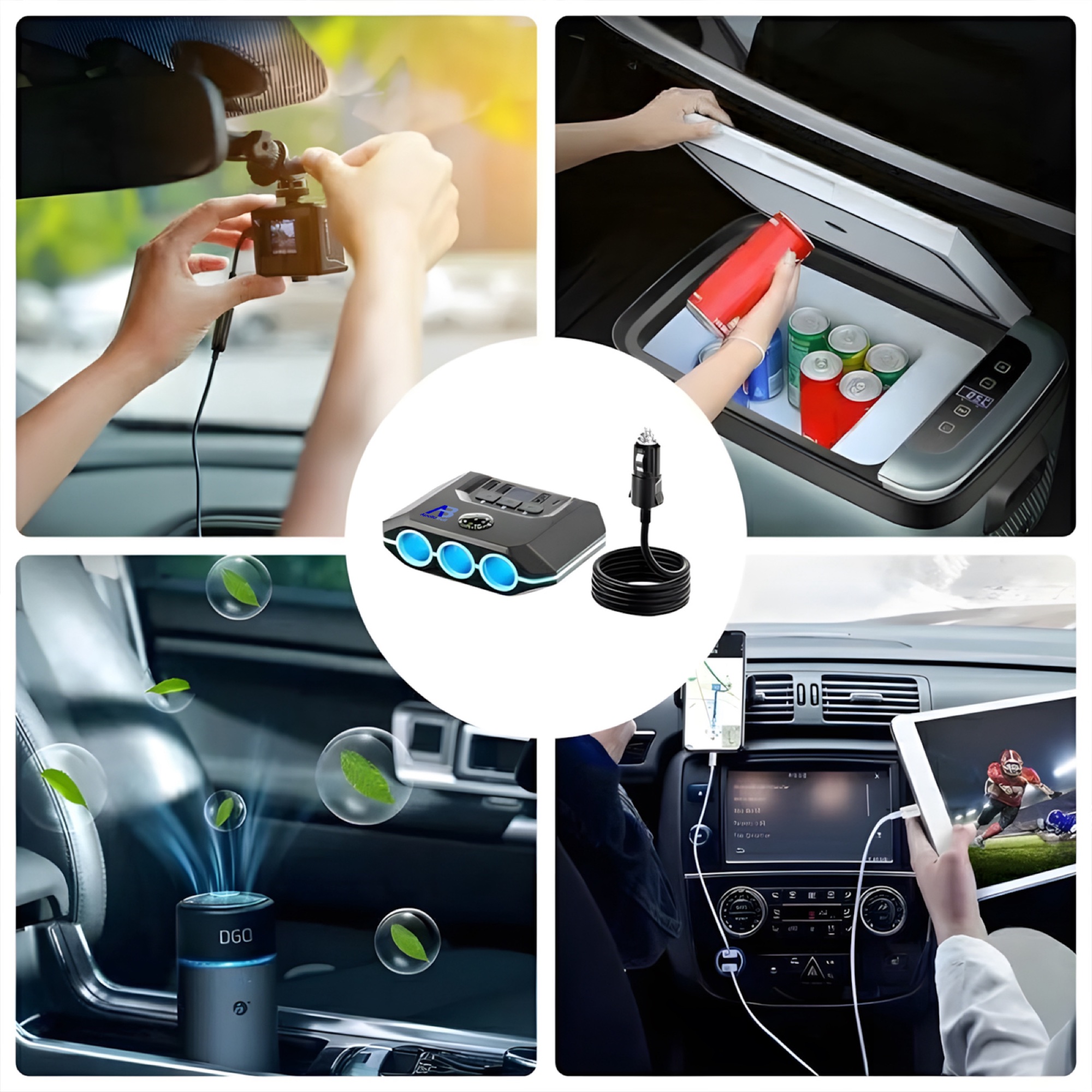 120W Araç Çakmak Çoğaltıcı 3 Çakmak Soketi + 3 USB-A + Type-C, Voltaj Göstergeli, Siyah - 14