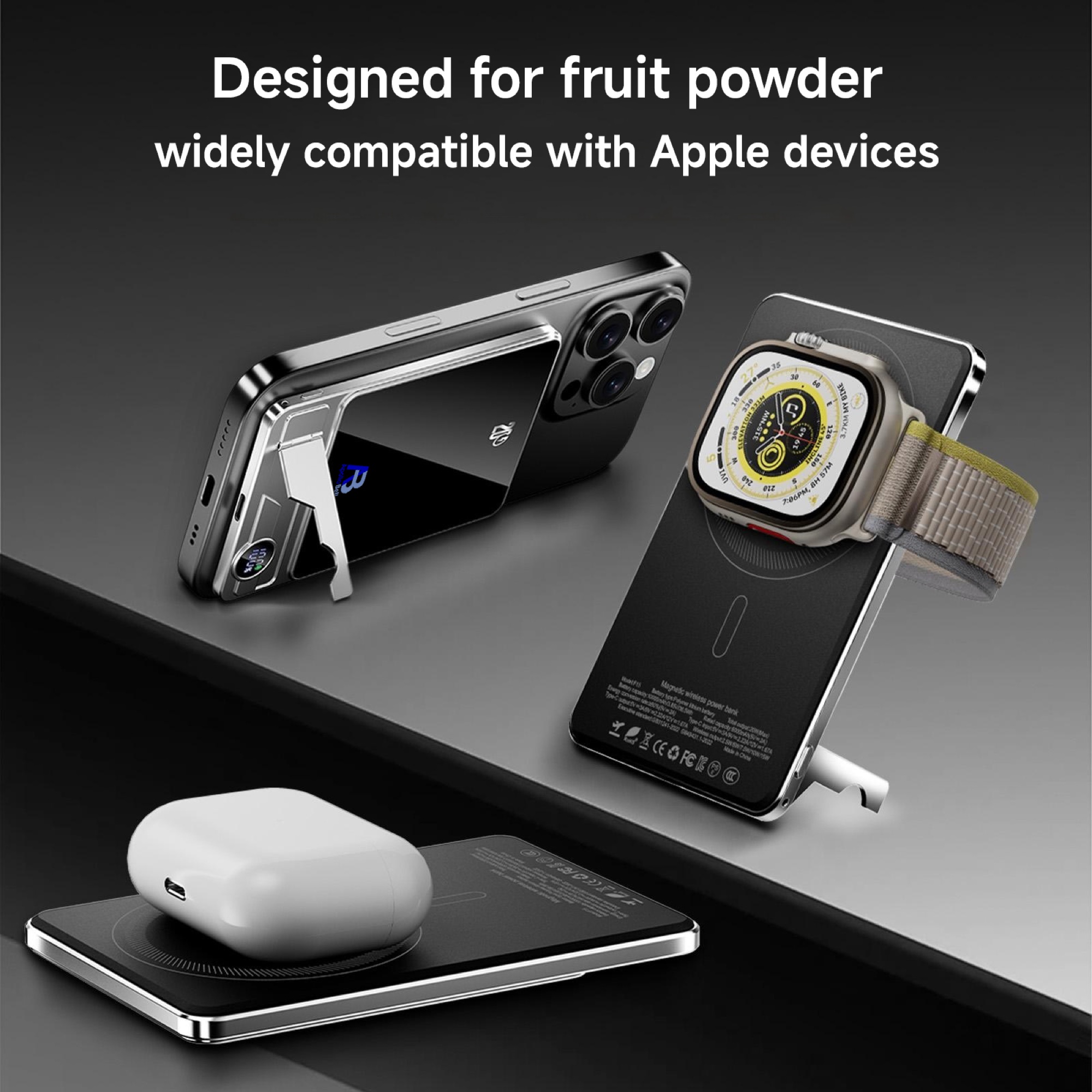 5.000mAh Ultra İnce Manyetik Kablosuz Powerbank 15W, Katlanır Standlı - 4