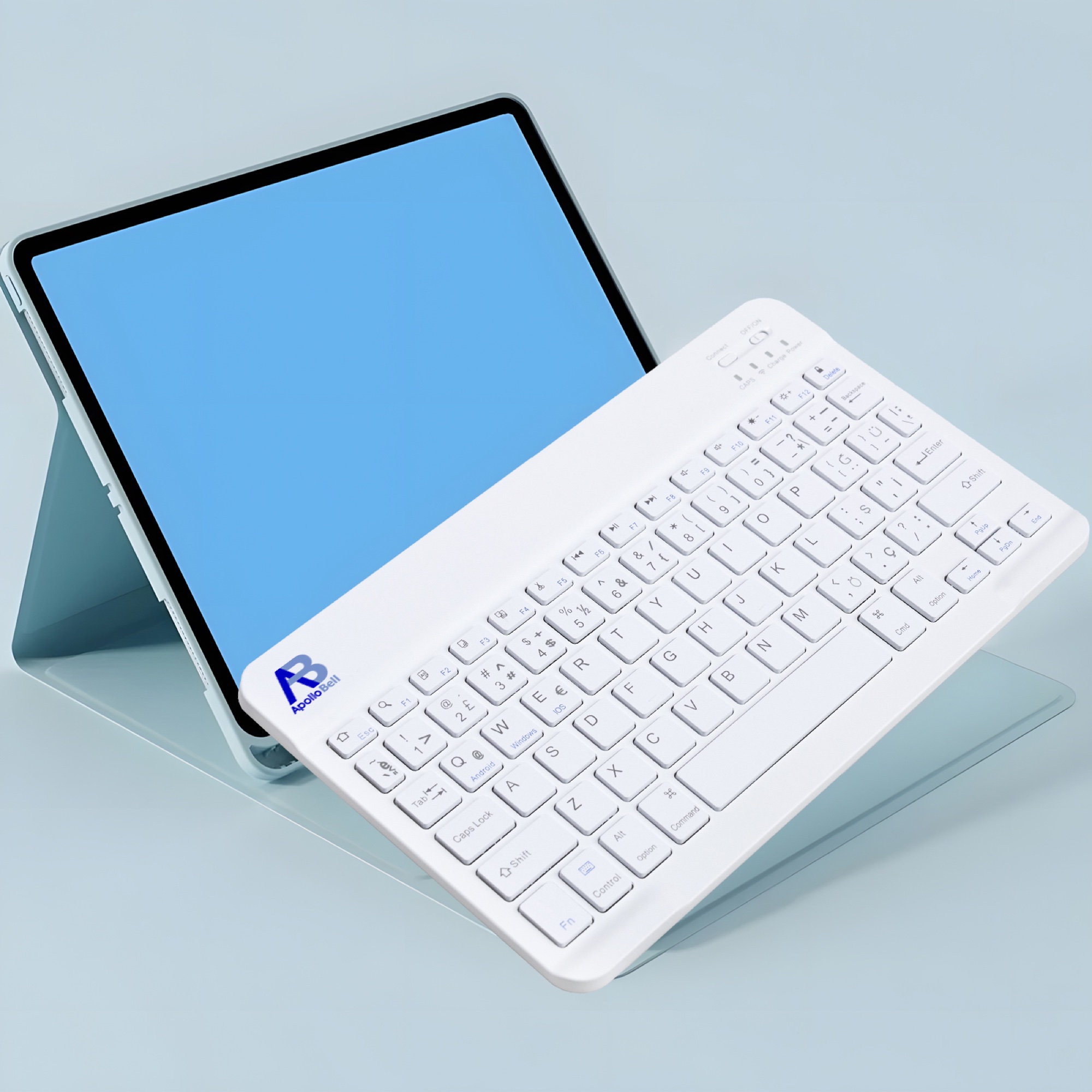 10 inç Kablosuz Bluetooth 5.0 Klavye, 12 Fonksiyon Tuşlu Ultra İnce, Beyaz - 4