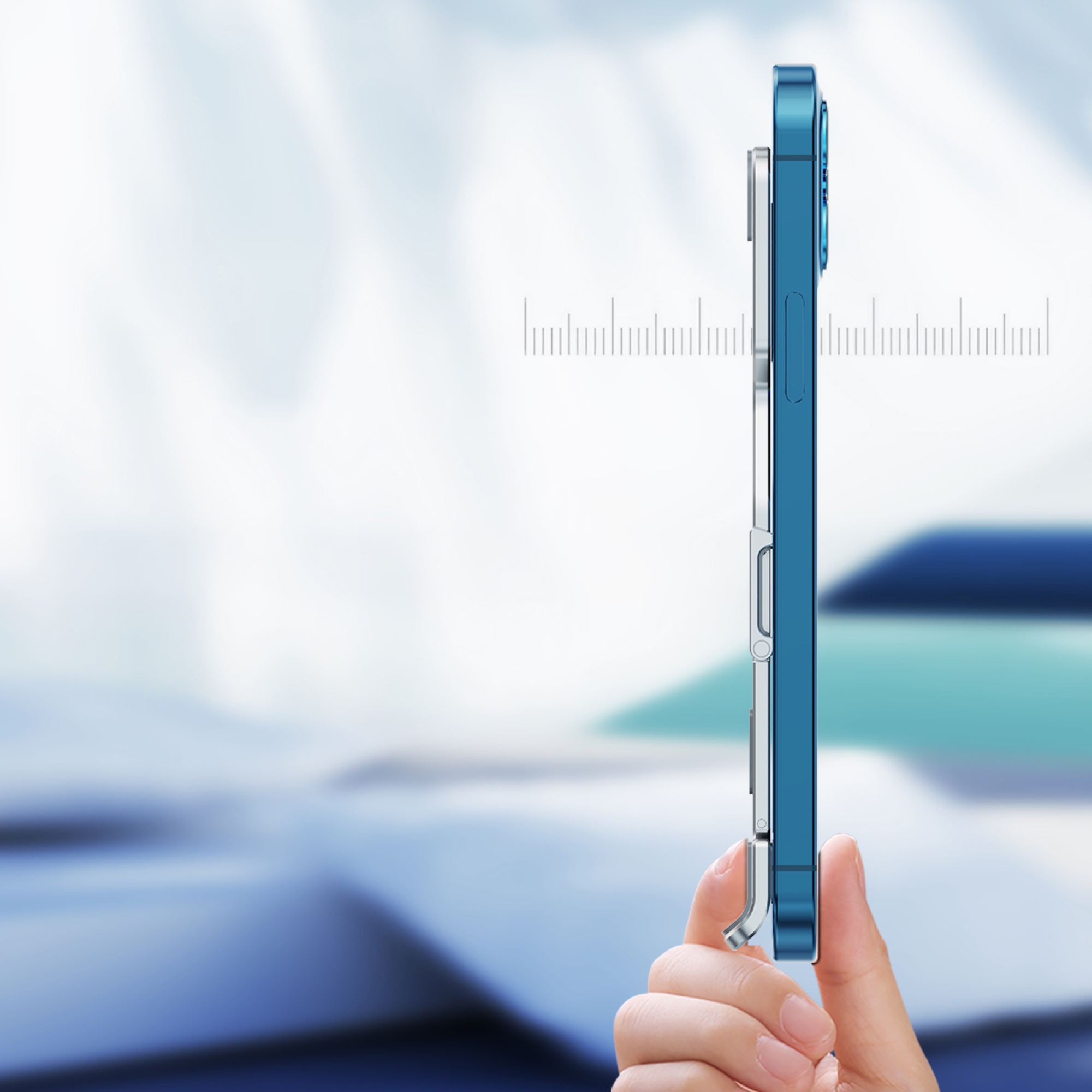 Ultra İnce Katlanabilir Masaüstü Telefon/Tablet Tutucu, Alüminyum, Gri - 2