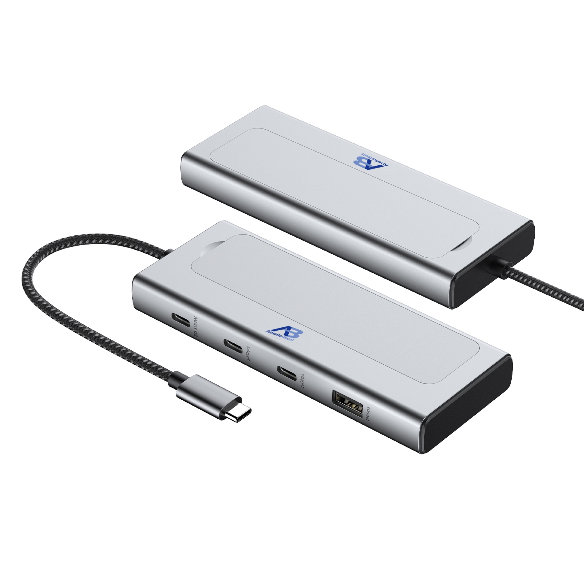 5'i 1 Arada USB-C Hub, M.2 NVMe SSD Muhafazalı, 10Gbps USB-A/C + 100W PD Şarj