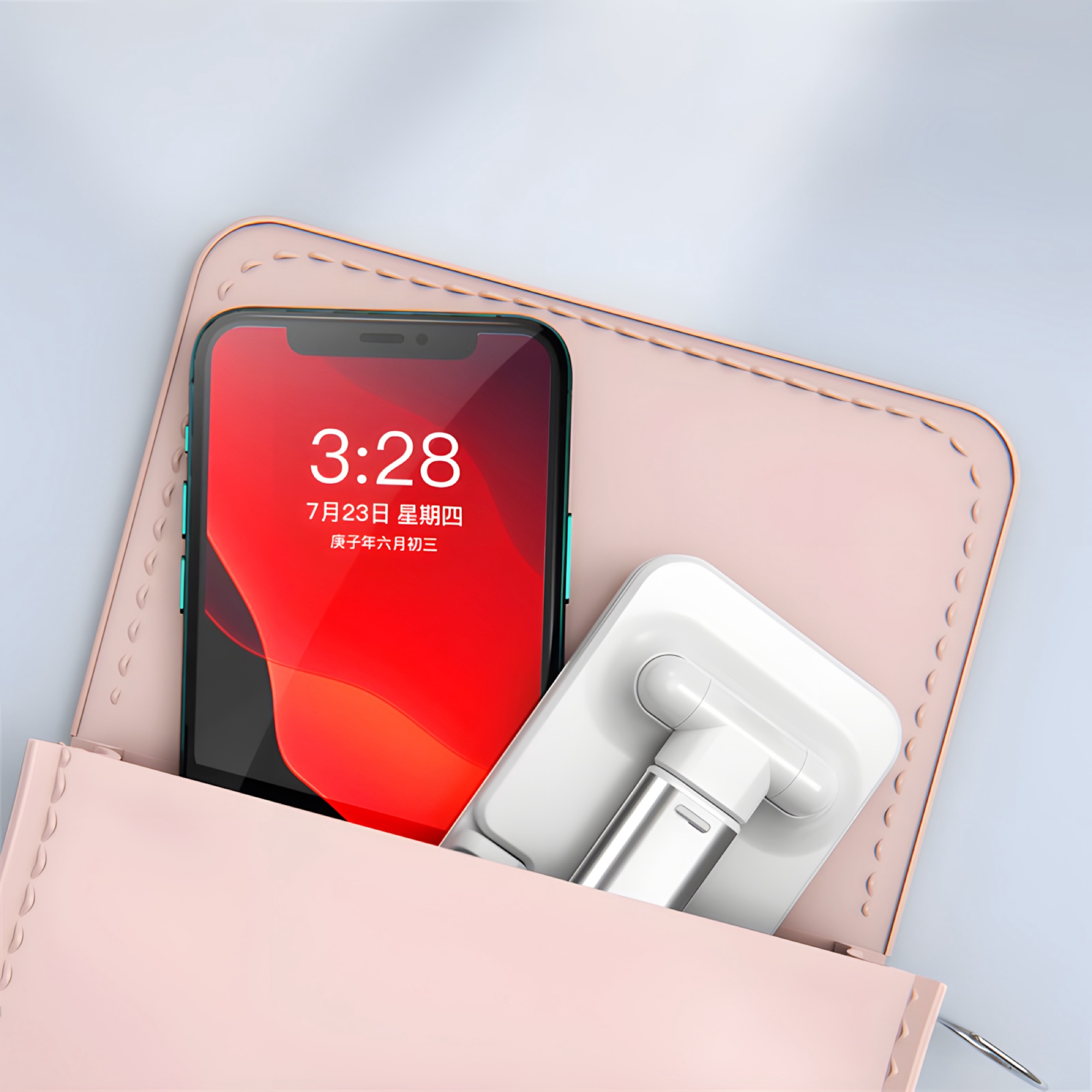 Katlanabilir Teleskopik Masaüstü Telefon Tutucu, Ayarlanabilir Yükseklik - Beyaz - 7