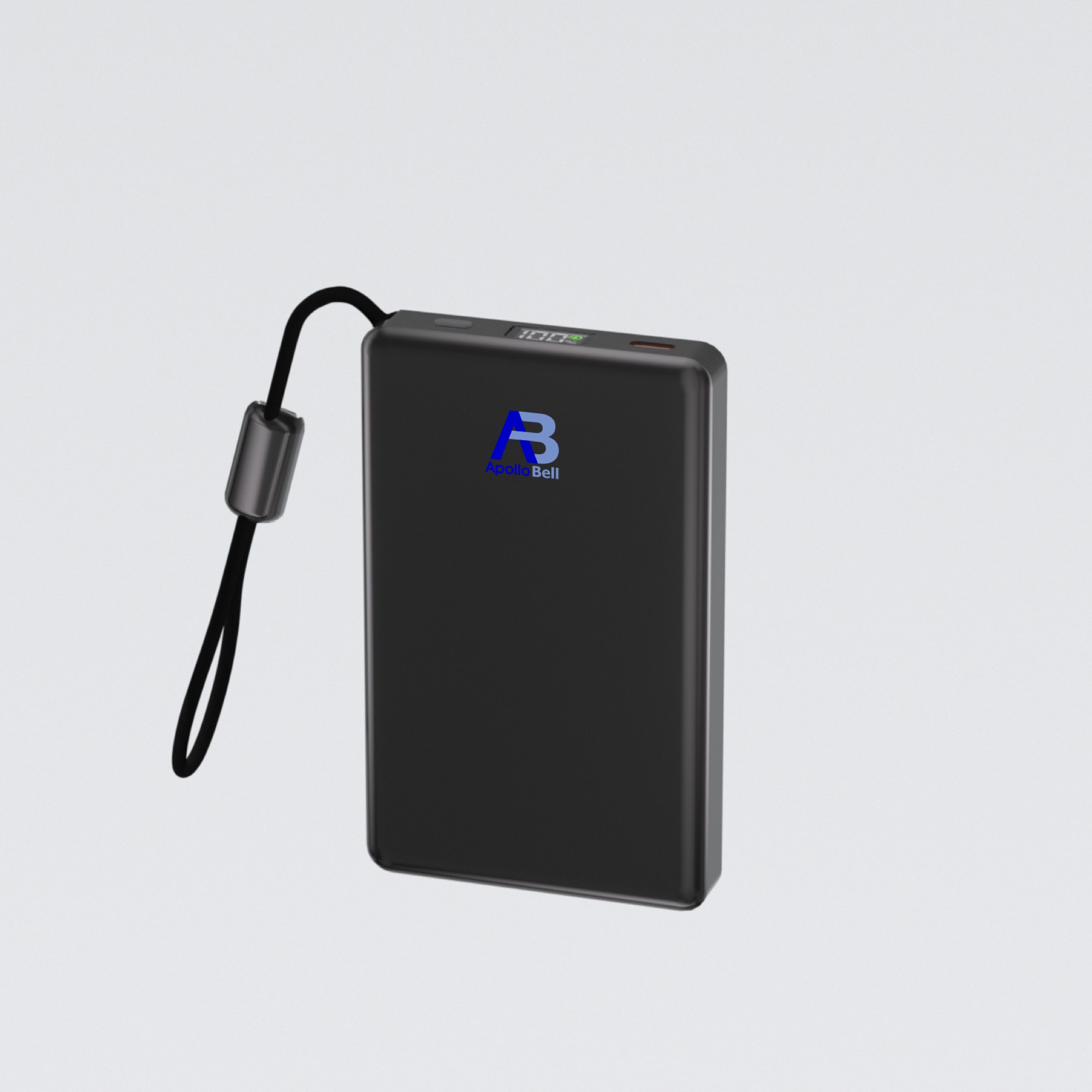 10.000mAh Manyetik Kablosuz Powerbank, PD 45W USB-C, Entegre Kablolu, Siyah