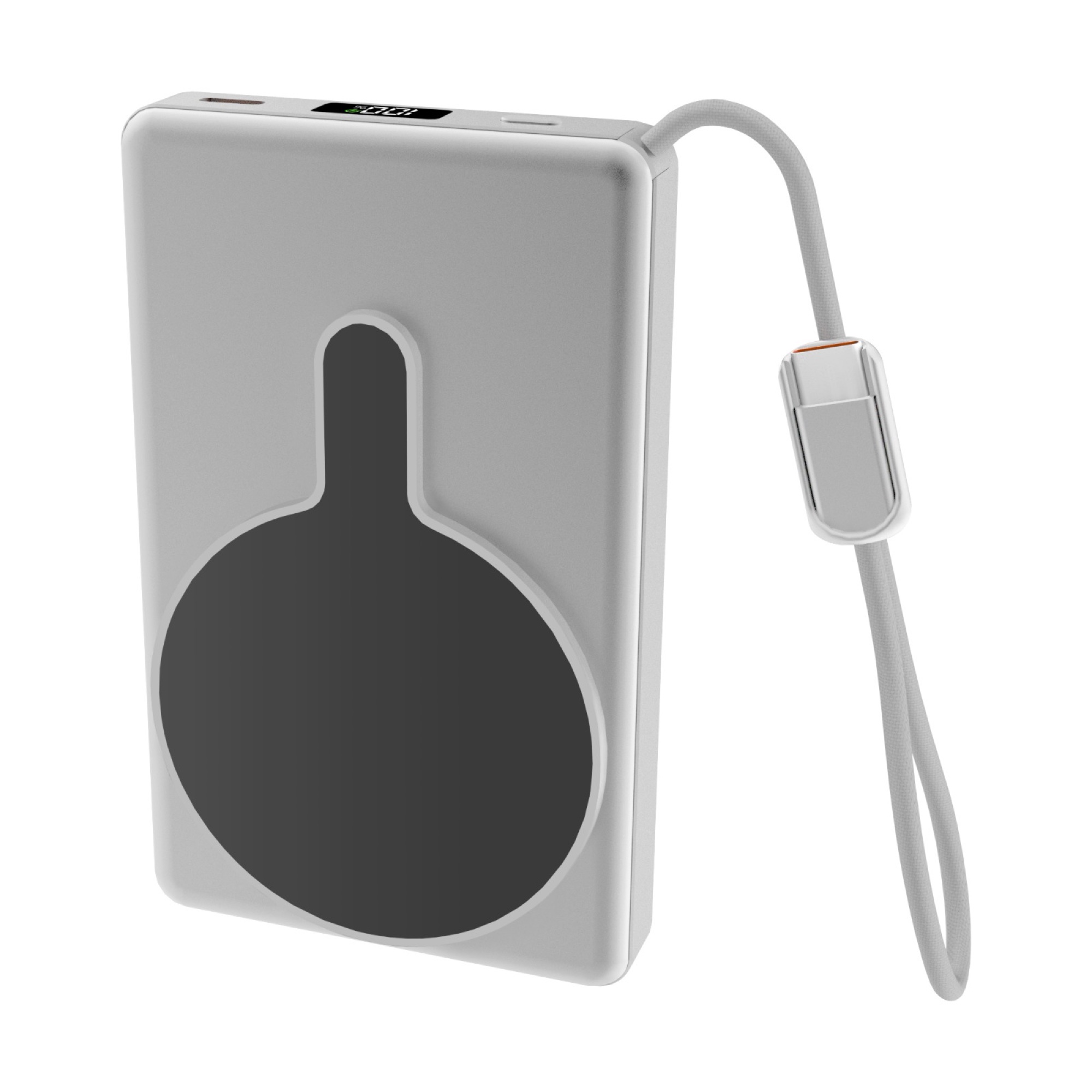 10.000mAh Manyetik Kablosuz Powerbank, PD 45W USB-C, Entegre Kablolu, Siyah - 4