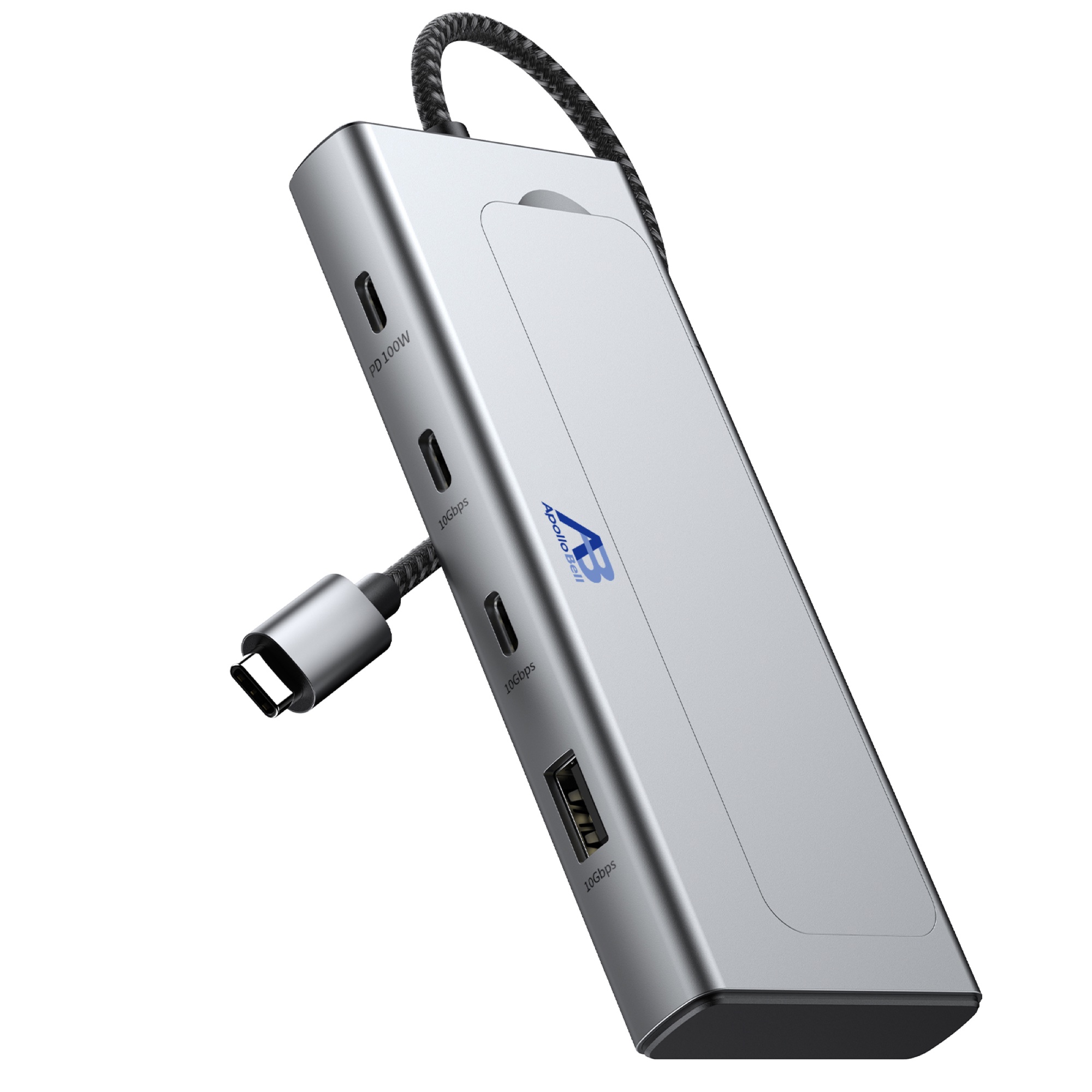 5'i 1 Arada USB-C Hub, M.2 NVMe SSD Muhafazalı, 10Gbps USB-A/C + 100W PD Şarj - 5