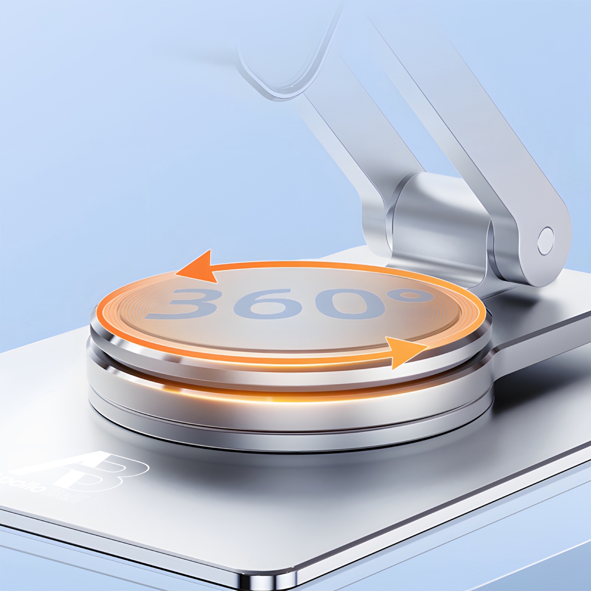 Katlanabilir Masaüstü Telefon ve Tablet Tutucu, 360° Dönebilir Alüminyum, Gümüş - 4