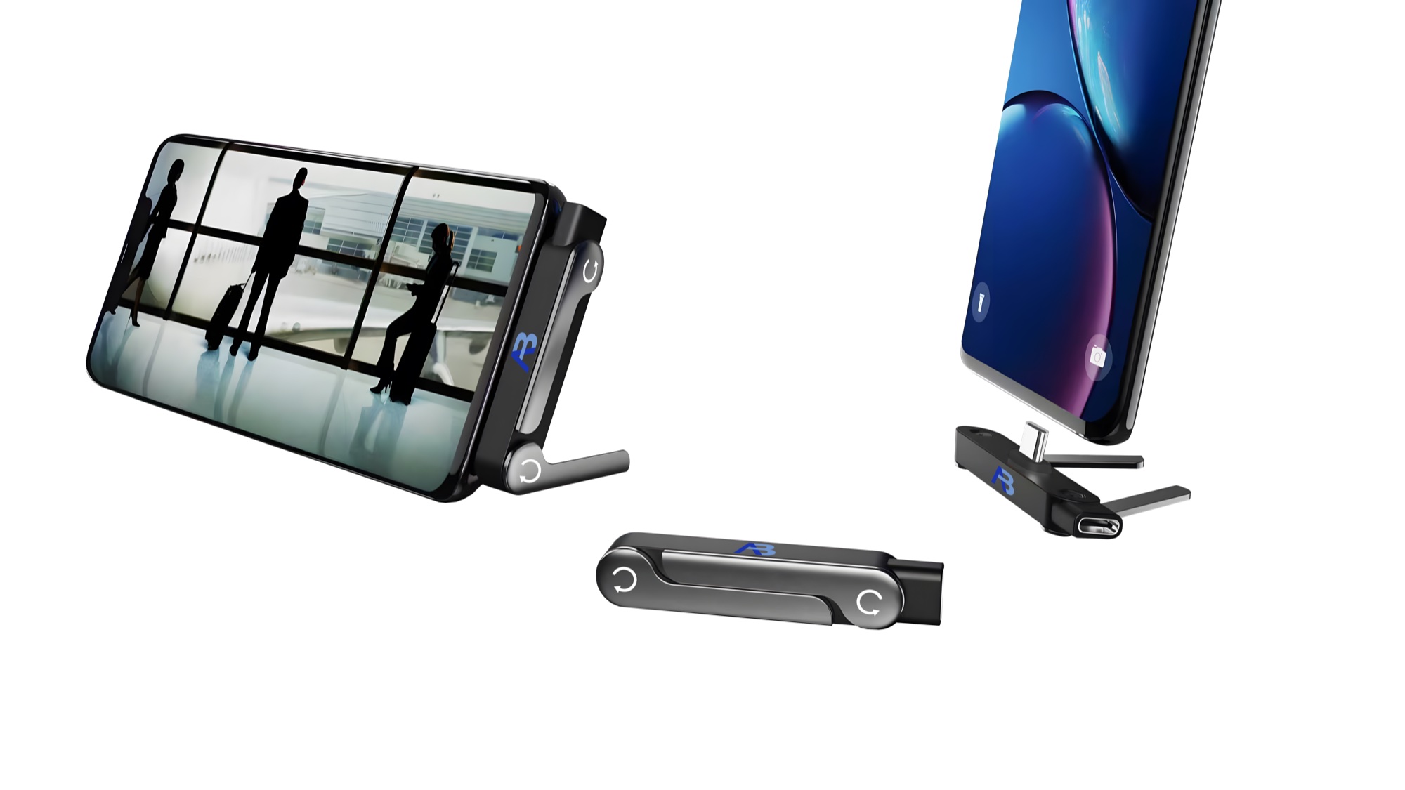 Şarj Portlu Ultra Mini Telefon Standı, 240W USB-C, 480Mbps - Beyaz - 4