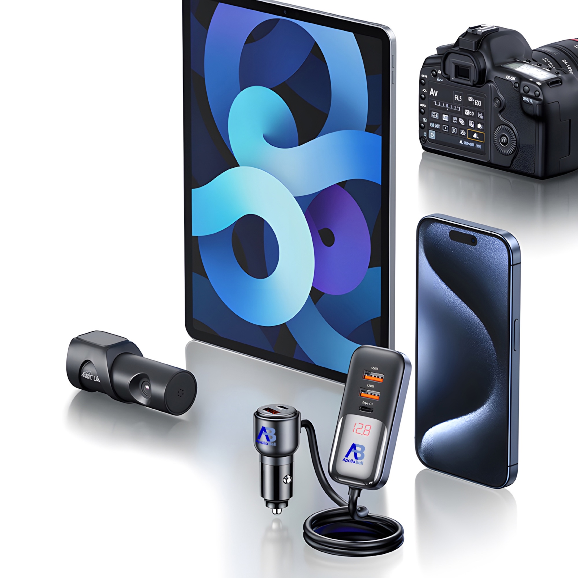 165W Dijital Ekranlı Araç Şarj Cihazı, 2 Type-C + 3 USB, 1,5m Uzatma Kablolu, Siyah - 3