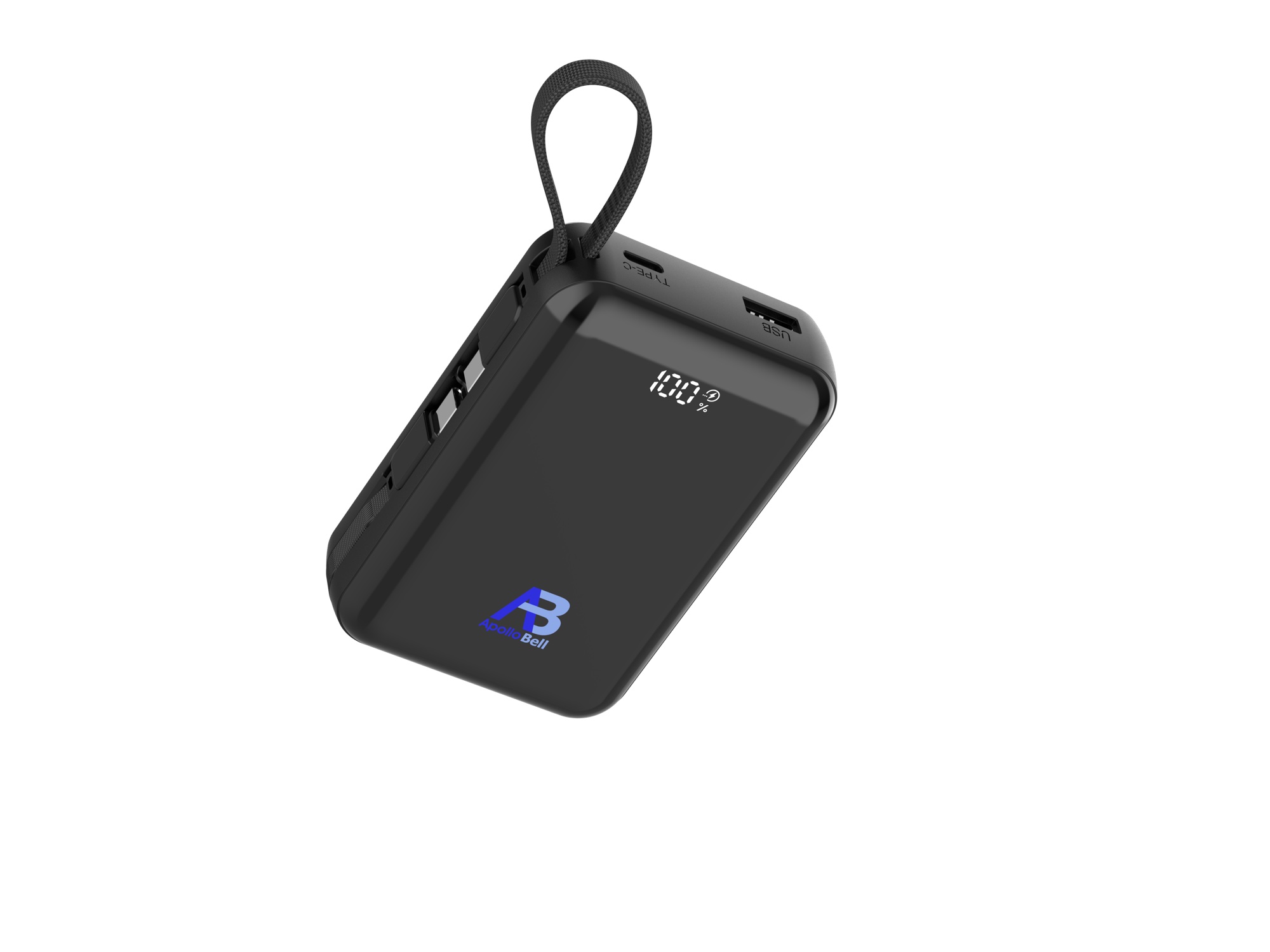 20.000mAh 35W Mini Powerbank, Dahili USB-C Kablolu, LCD Ekranlı, Siyah - 4