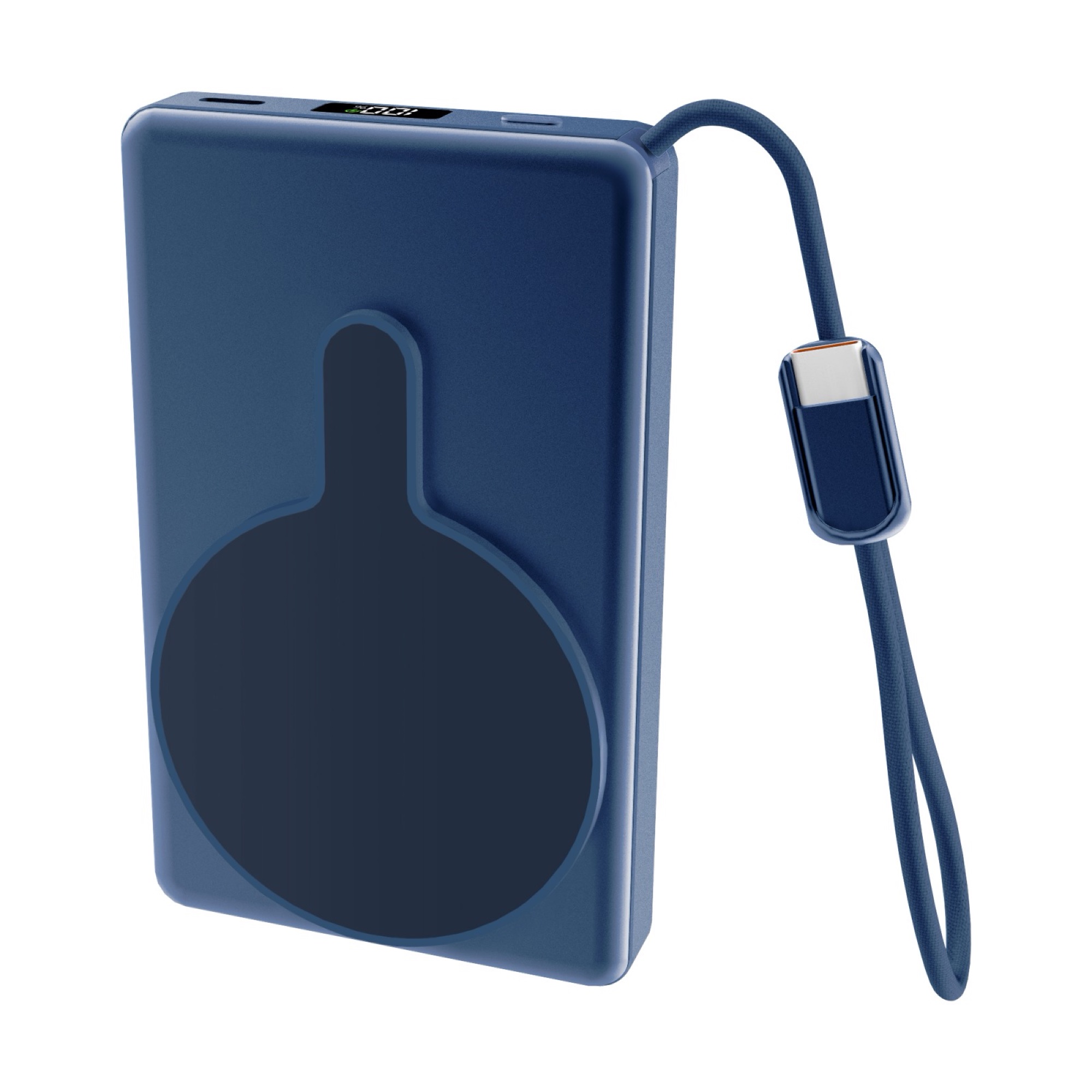 10.000mAh Manyetik Kablosuz Powerbank, PD 45W USB-C, Entegre Kablolu, Siyah - 3