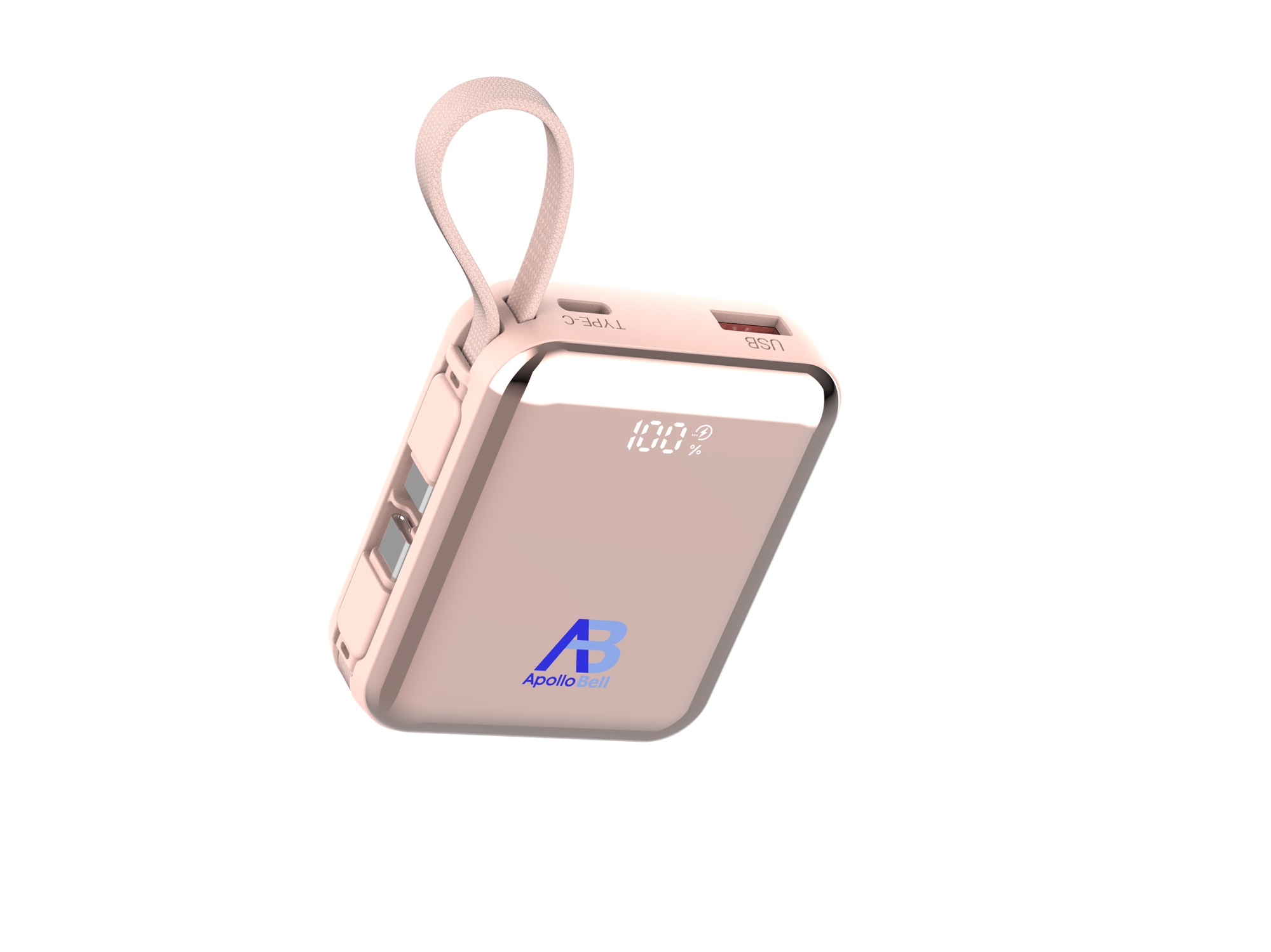 10.000mAh 35W Mini Powerbank, Dahili USB-C Kablolu, Pembe - 3