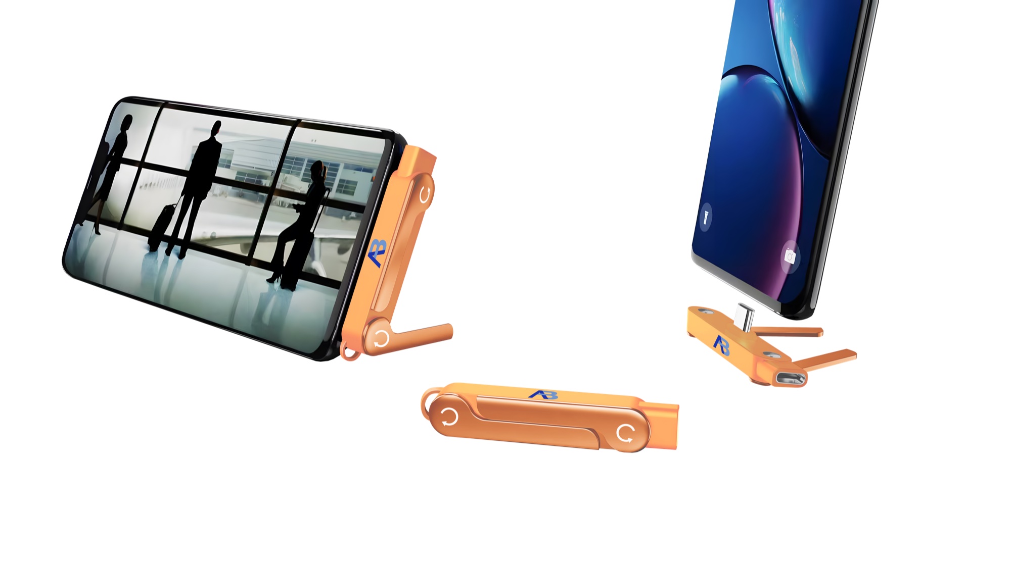 Şarj Portlu Ultra Mini Telefon Standı, 240W USB-C / 480Mbps, Turuncu