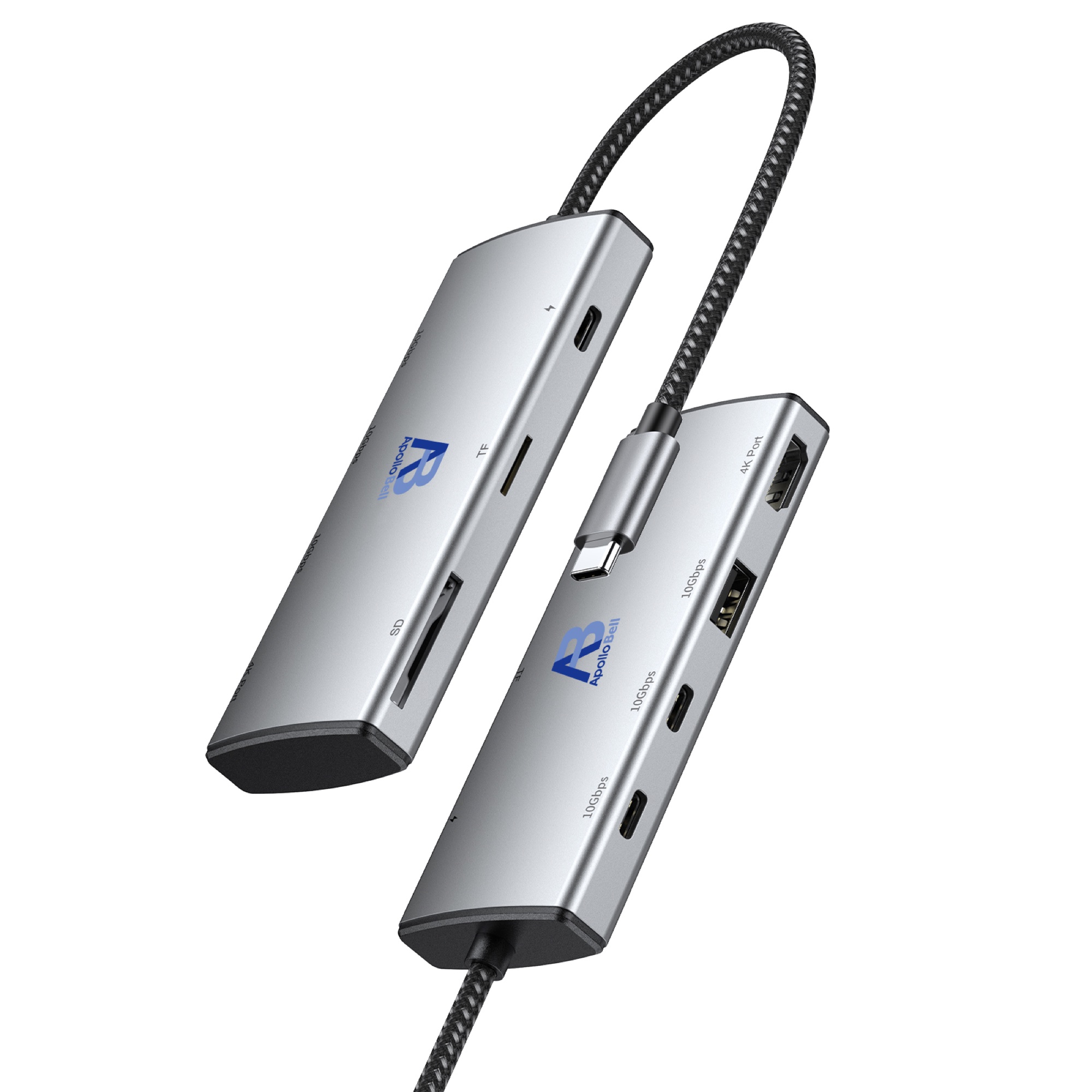 7 Portlu USB-C Docking Station 10Gbps, 4K@60Hz HDMI, 100W PD, SD/TF, Gri - 5