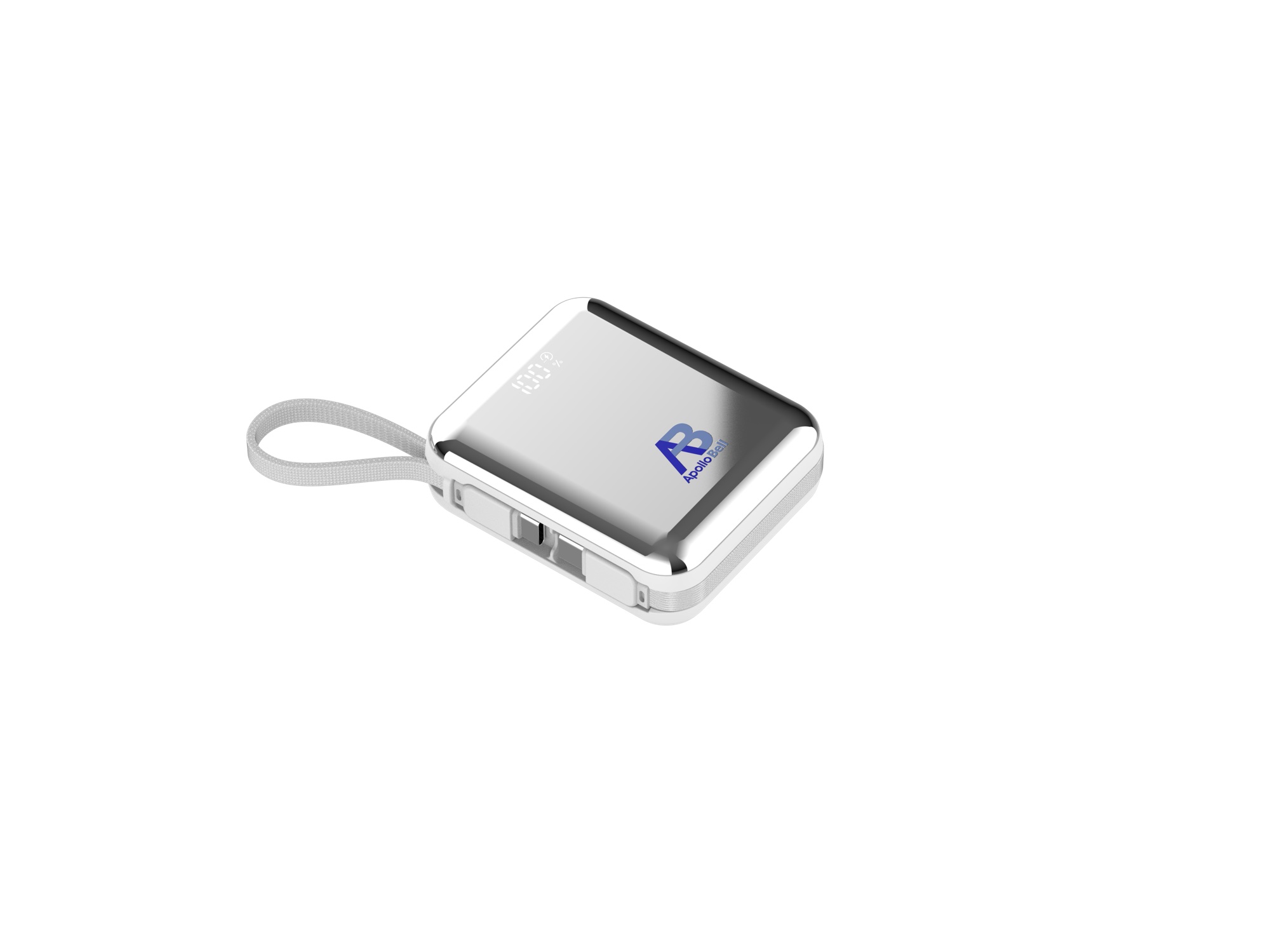 10.000mAh 35W Mini Powerbank, Dahili USB-C Kablolu, Beyaz
