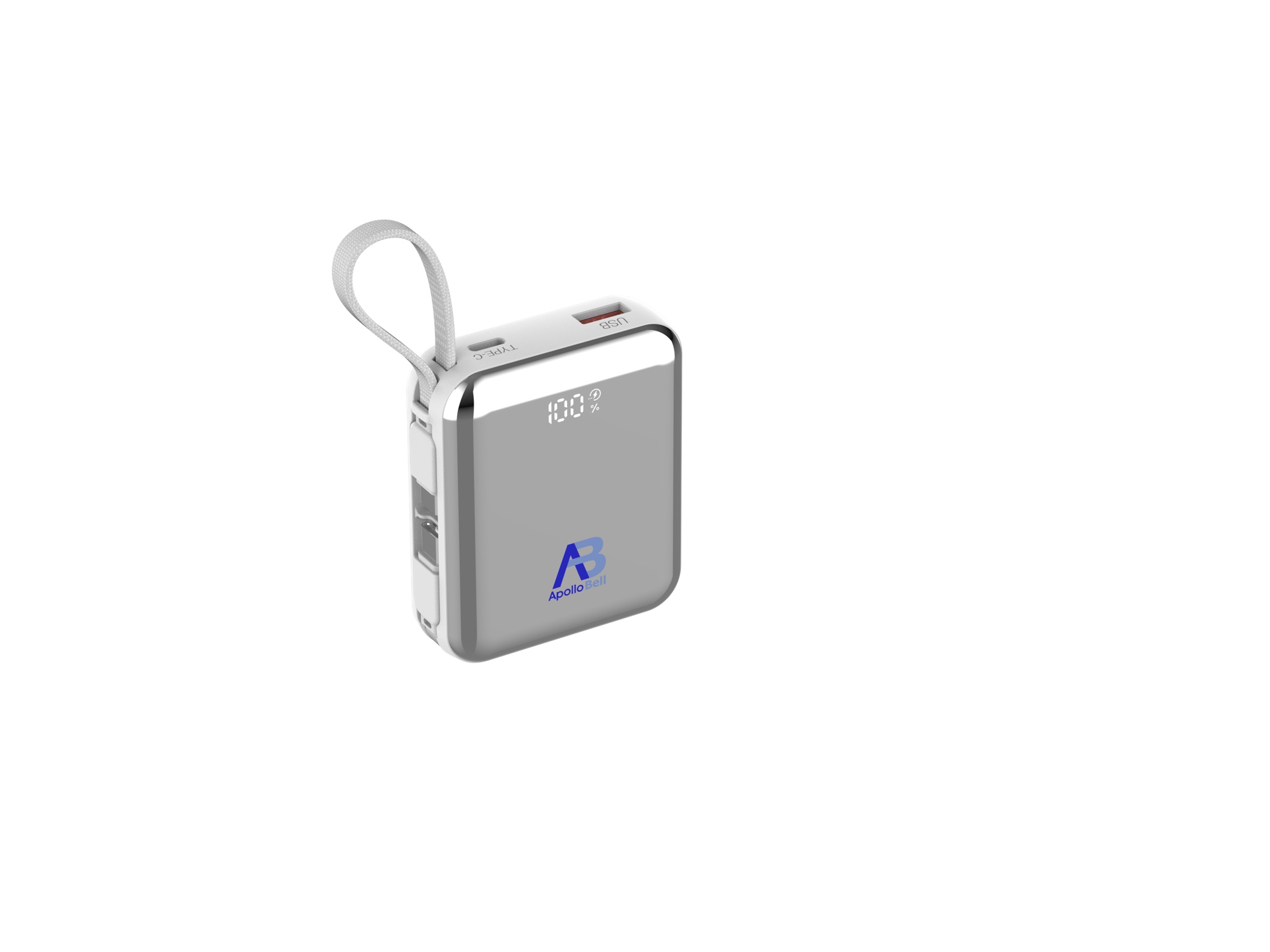 10.000mAh 35W Mini Powerbank, Dahili USB-C Kablolu, Beyaz - 5