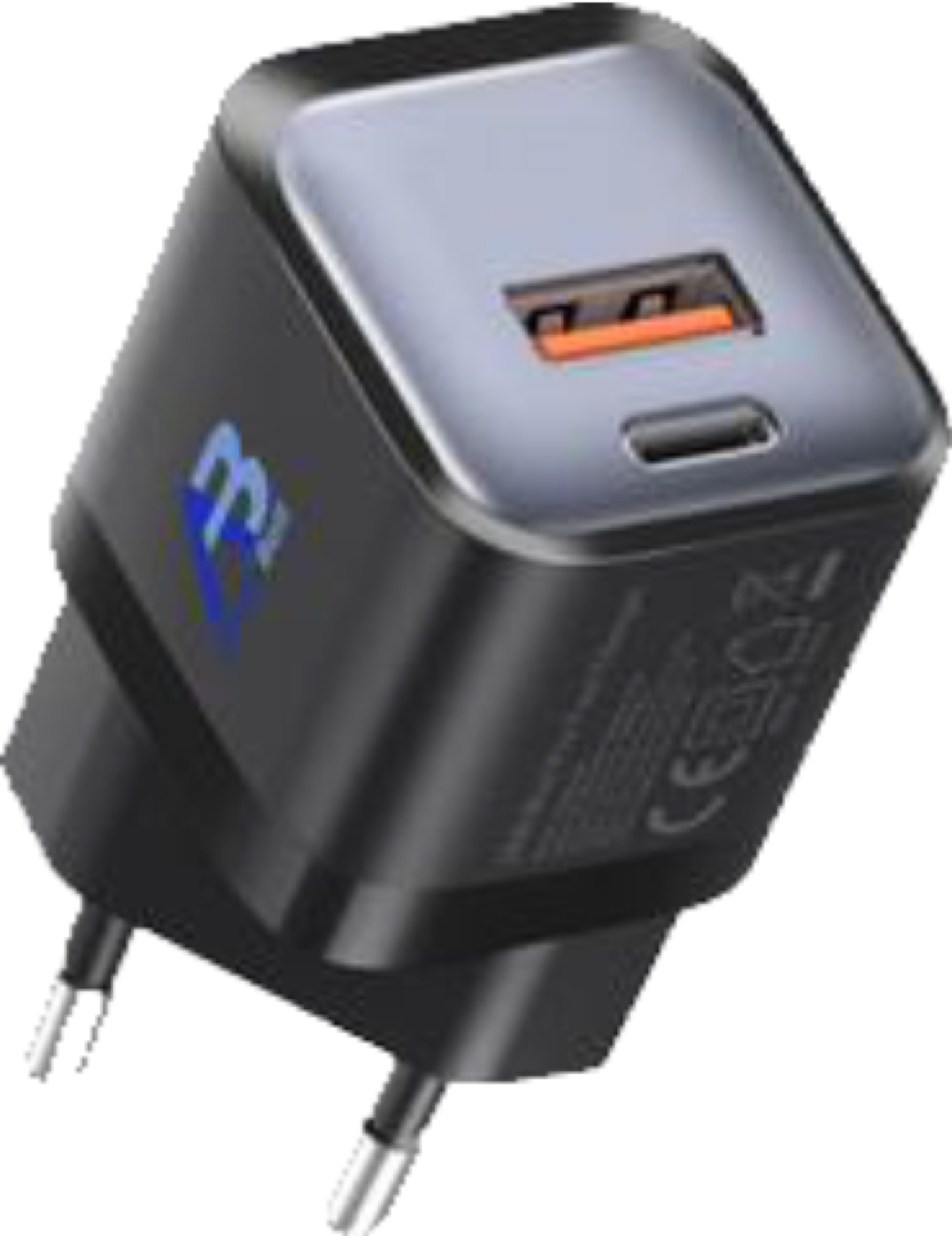 20W Mini GaN Pro Hızlı Şarj Cihazı, USB-C + USB-A, PD3.0, Siyah - 6