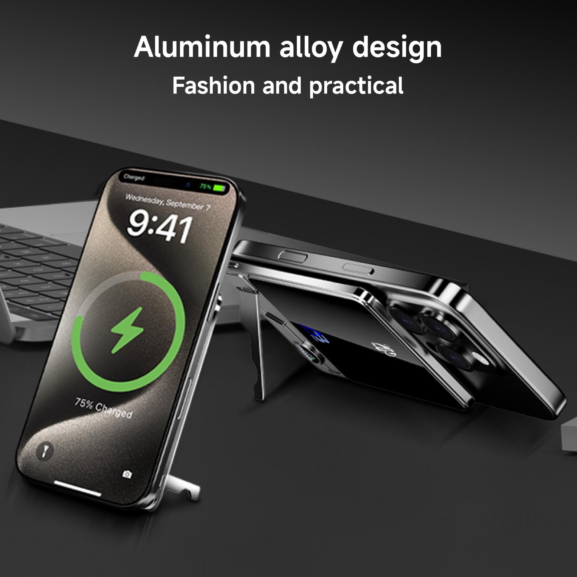 5.000mAh Ultra İnce Manyetik Kablosuz Powerbank 15W, Katlanır Standlı - 10