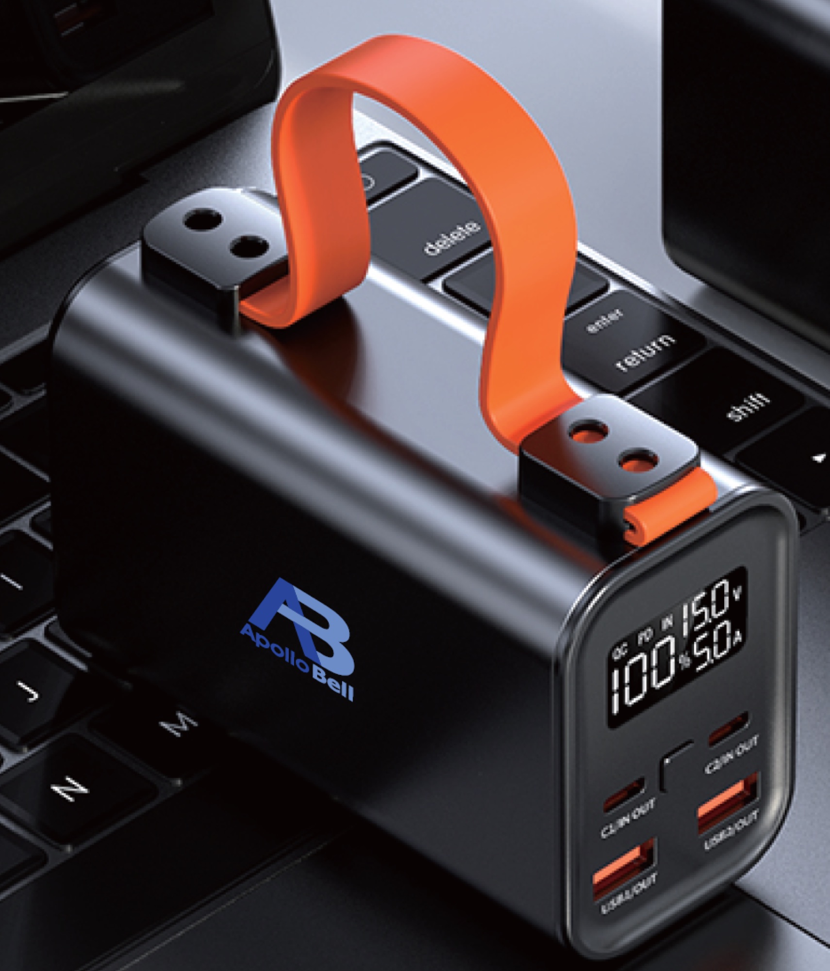 30.000mAh 100W PD Powerbank, Çift USB-C + Çift USB-A, LED Işıklı, LCD Ekran - 2