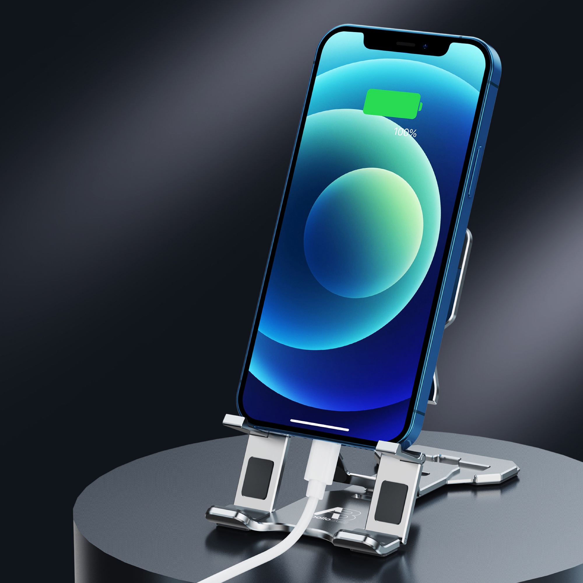 Ultra İnce Katlanabilir Masaüstü Telefon/Tablet Tutucu, Alüminyum, Gümüş - 6