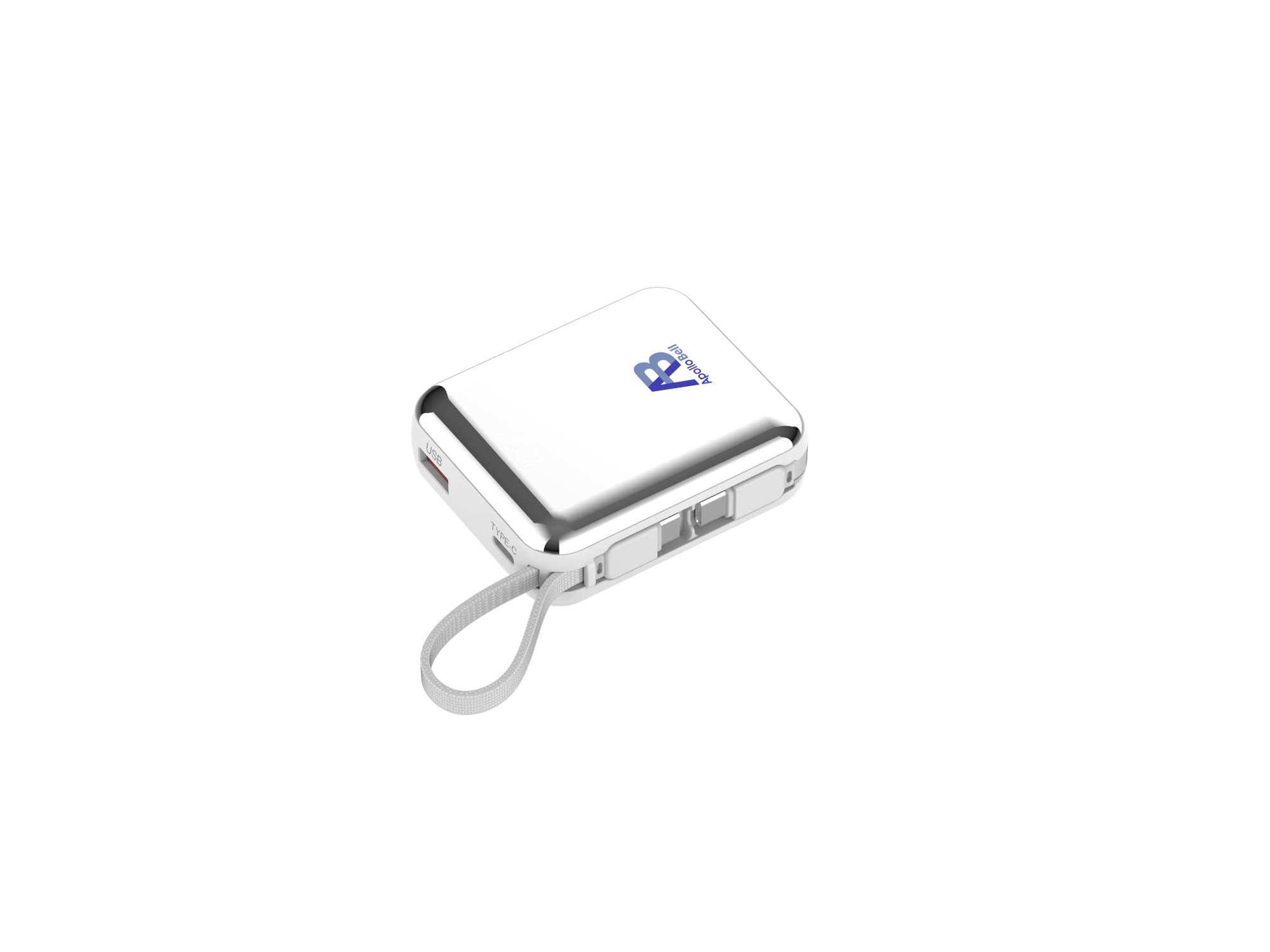 10.000mAh 35W Mini Powerbank, Dahili USB-C Kablolu, Beyaz - 2