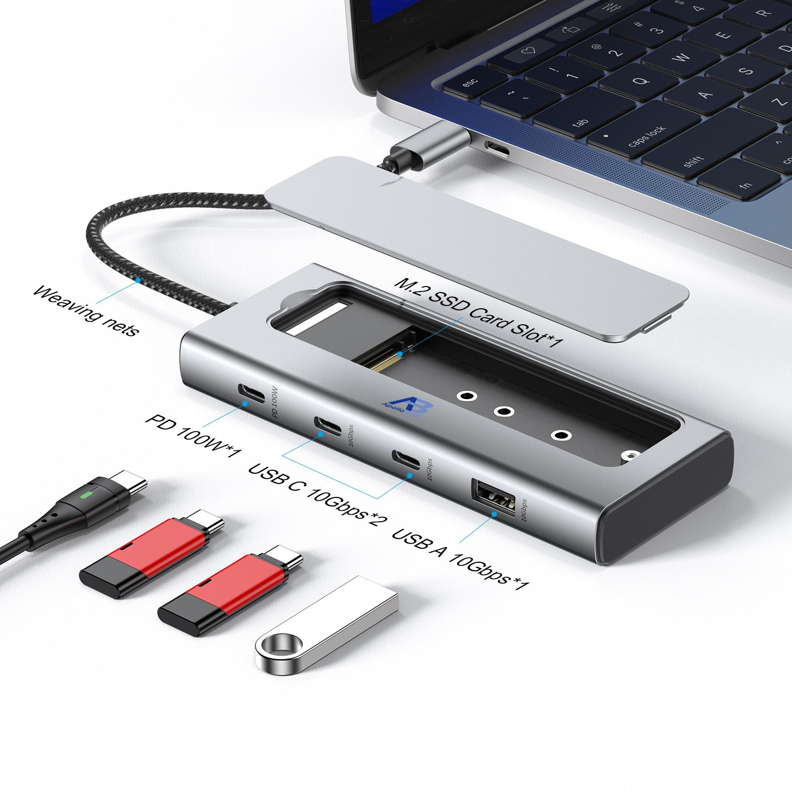 DEH01-017 ApolloBell  5-in-1 USB-C-Hub M.2 NVMe SSD Sabit Disk Muhafazası