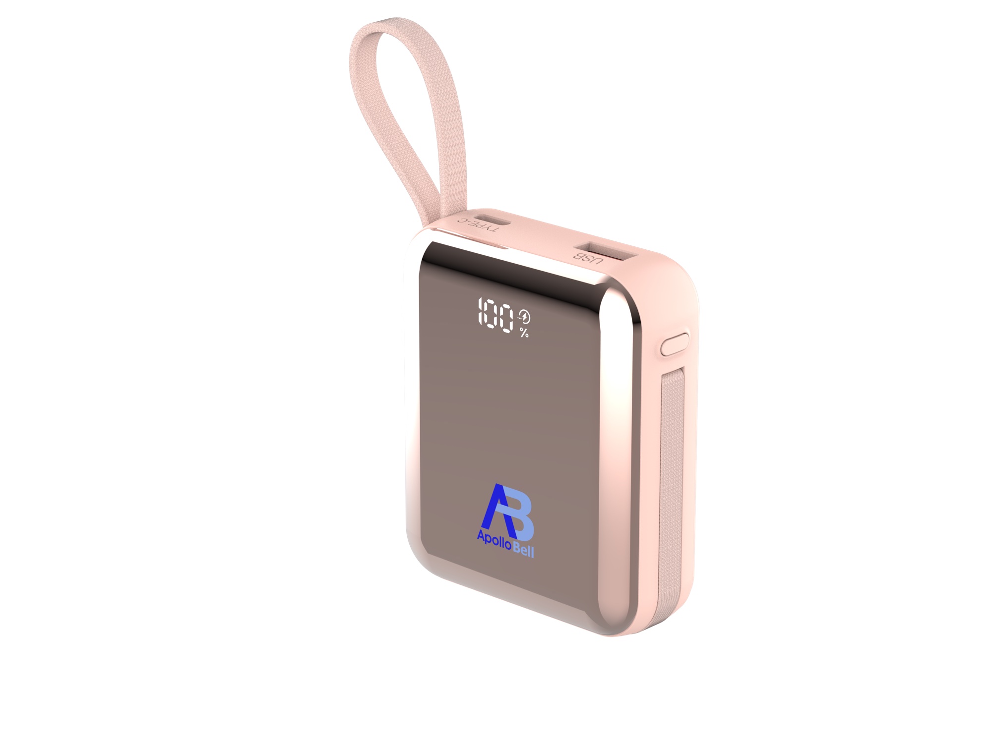 10.000mAh 35W Mini Powerbank, Dahili USB-C Kablolu, Pembe - 2