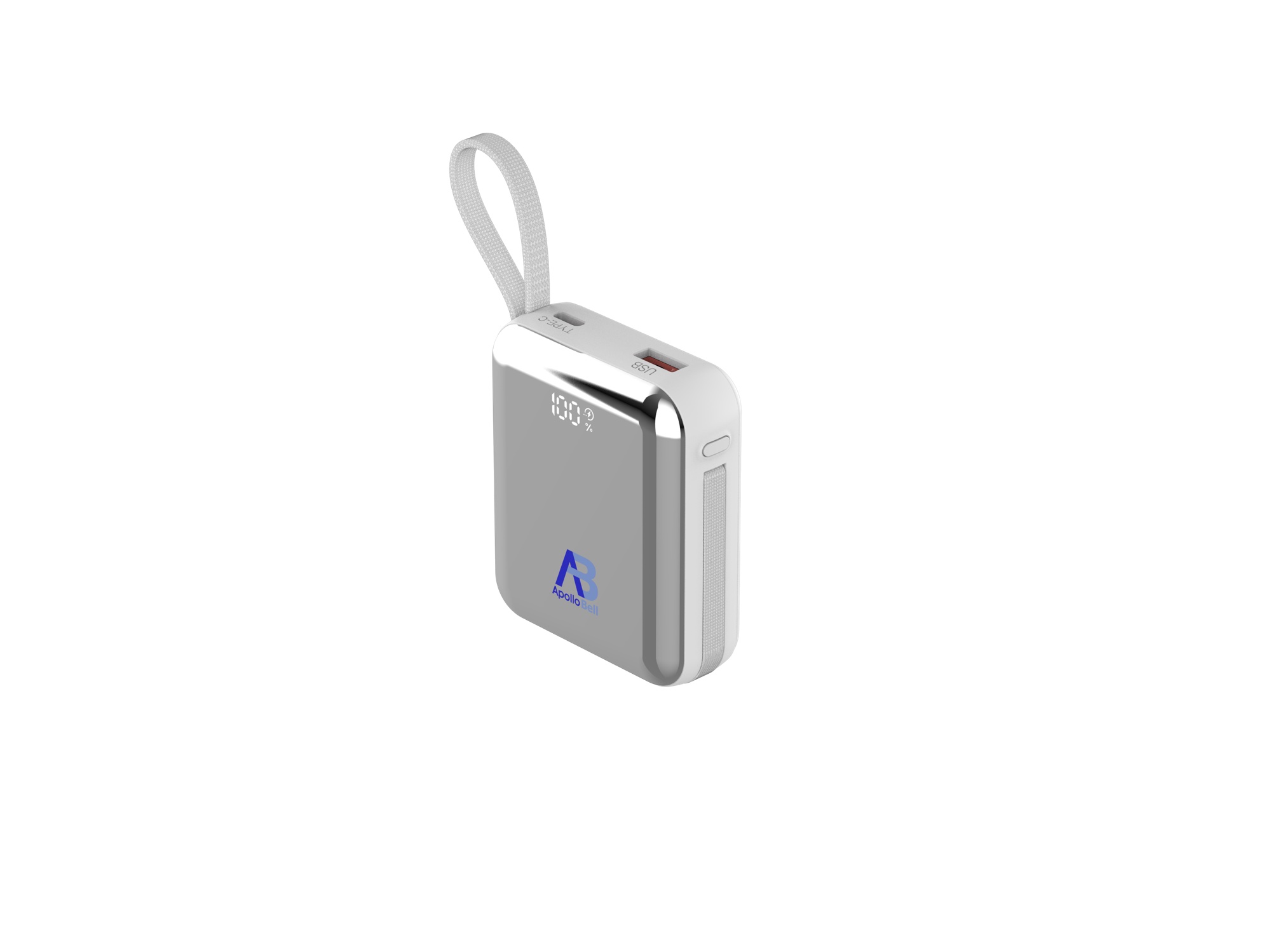 10.000mAh 35W Mini Powerbank, Dahili USB-C Kablolu, Beyaz - 4