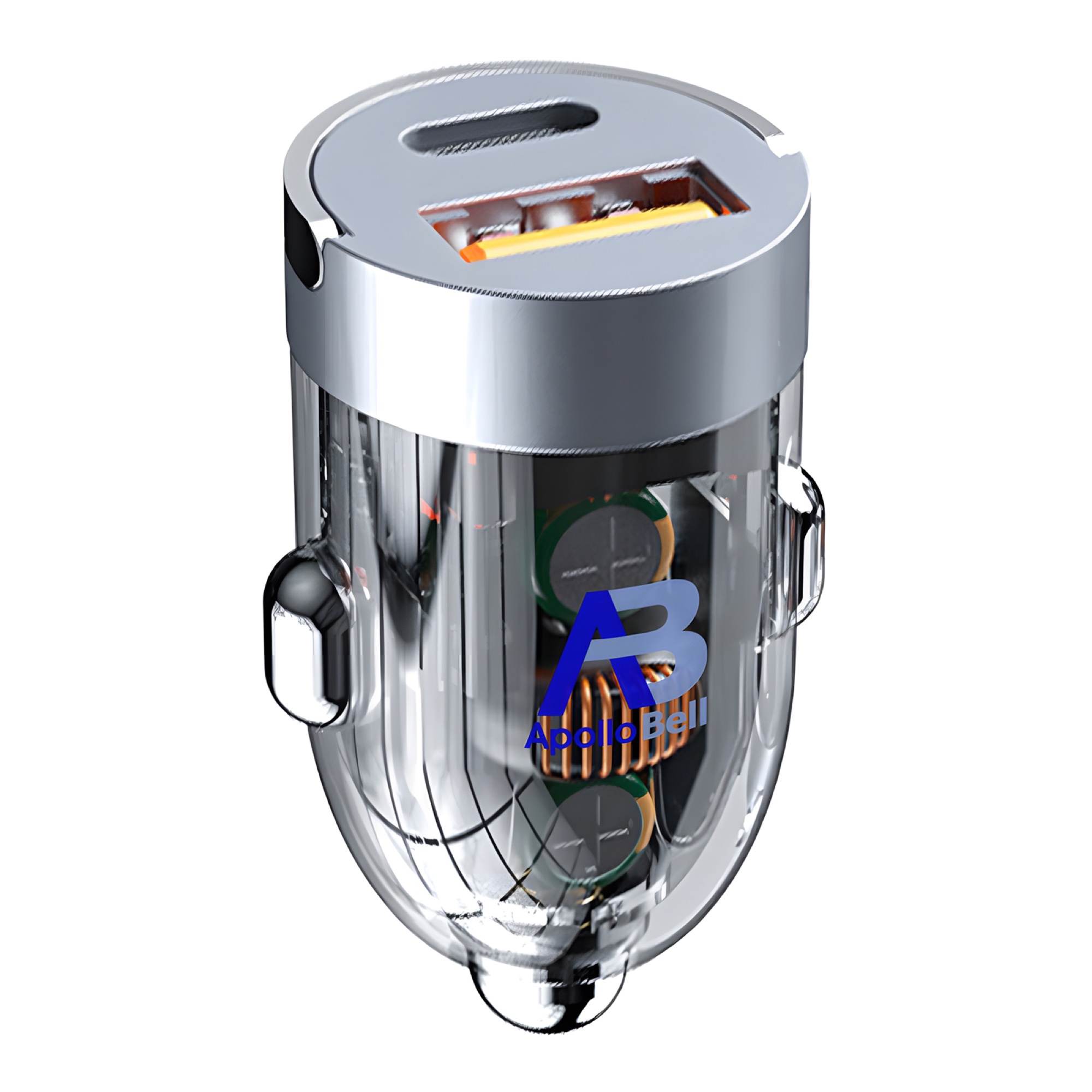 Type-C + USB 120W Şeffaf Mini Araç Şarj Cihazı, 12V-24V