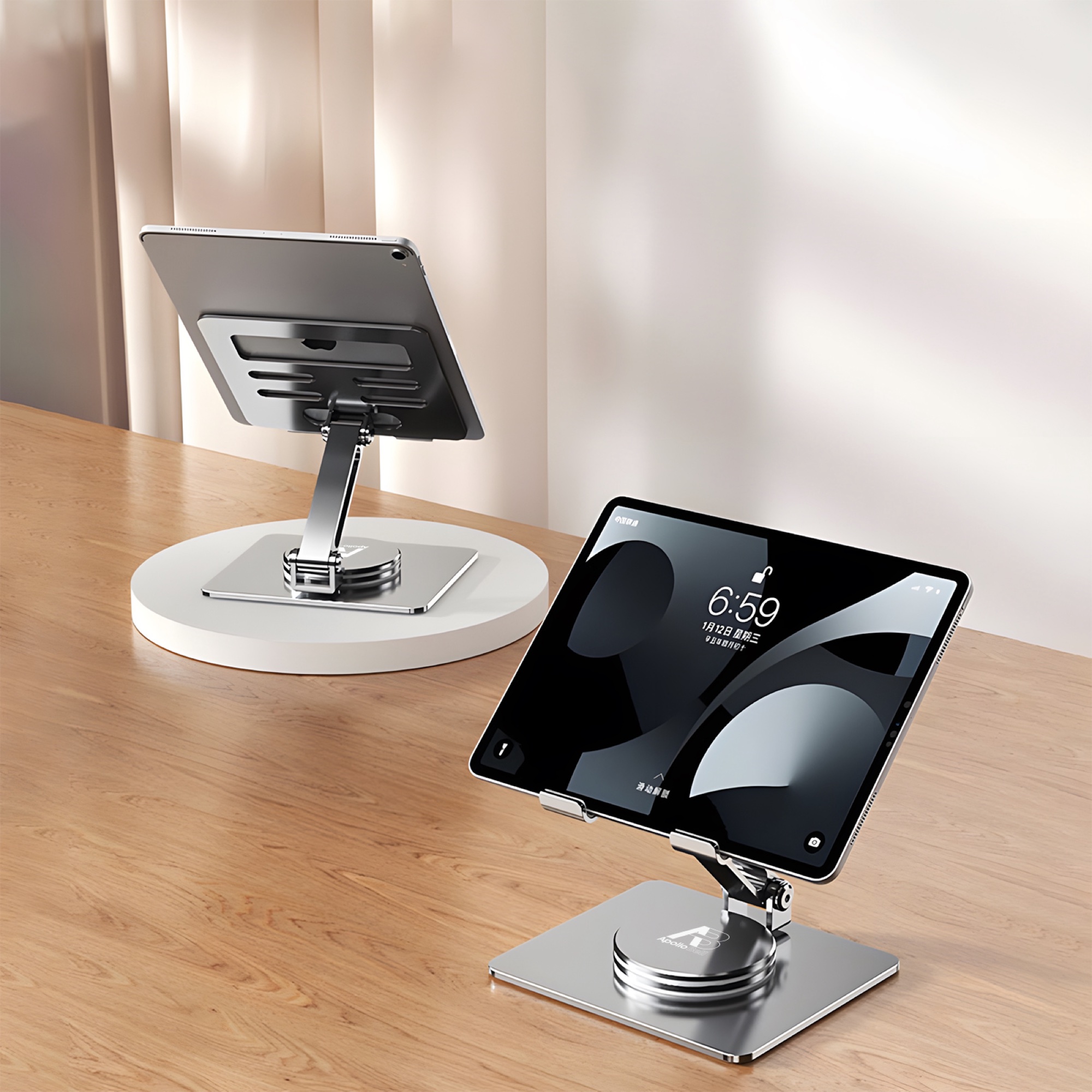 Katlanabilir Telefon ve Tablet Tutucu, 360° Dönebilir Alüminyum 4-13 inç, Gümüş - 2