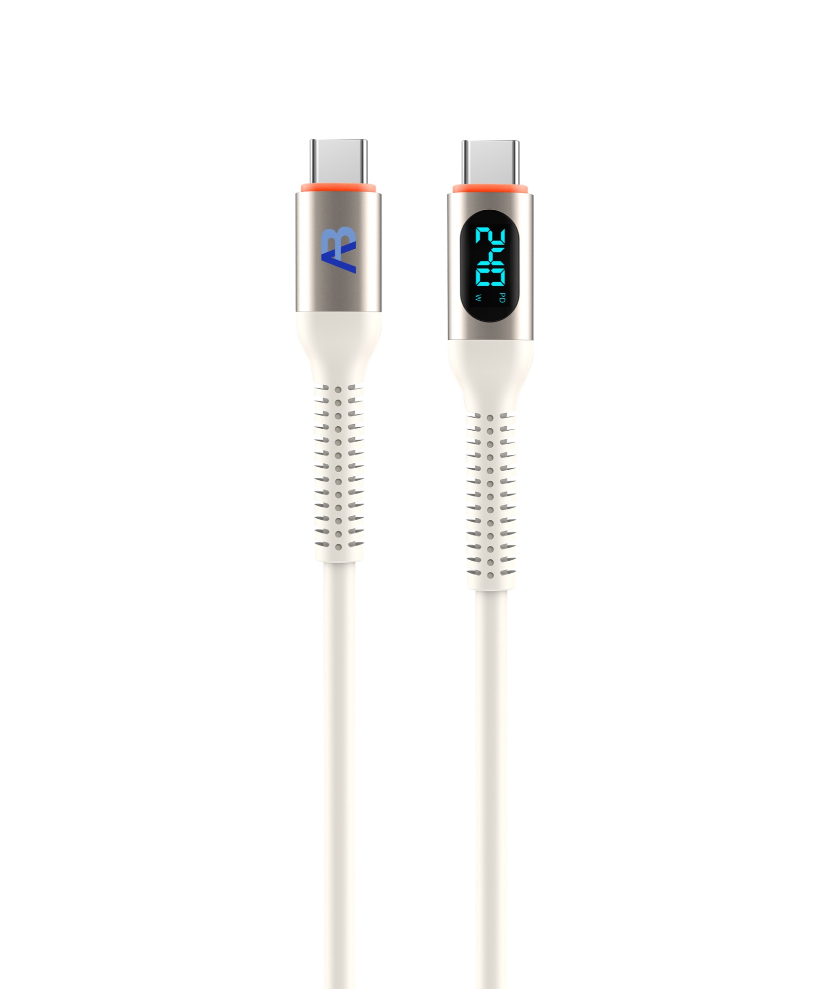240W Ekran Göstergeli USB-C Şarj Kablosu + Seyahat Tutucu Seti, 150cm Beyaz