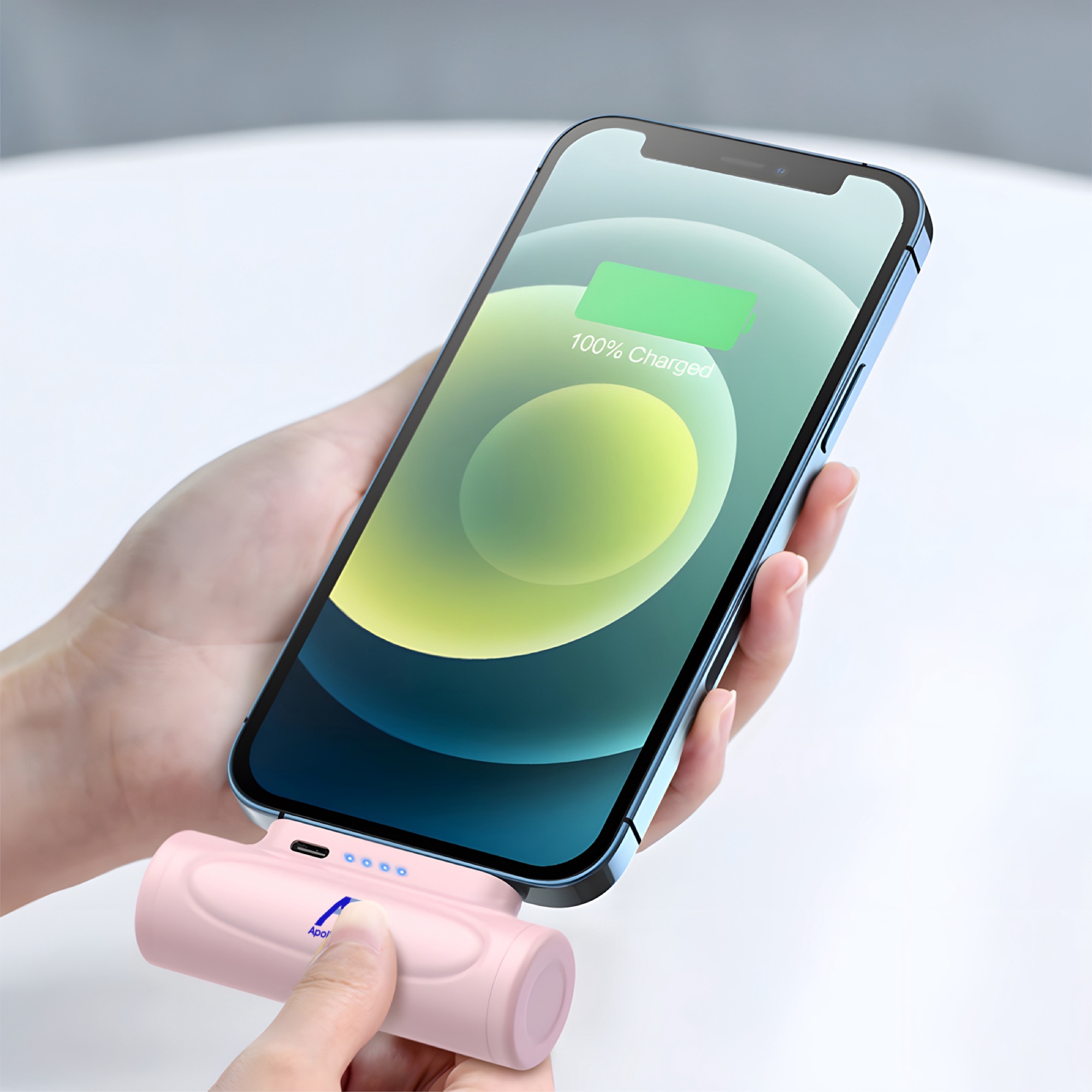 5000mAh Mini Powerbank, USB-C, LED El Fenerli, Siyah - 5