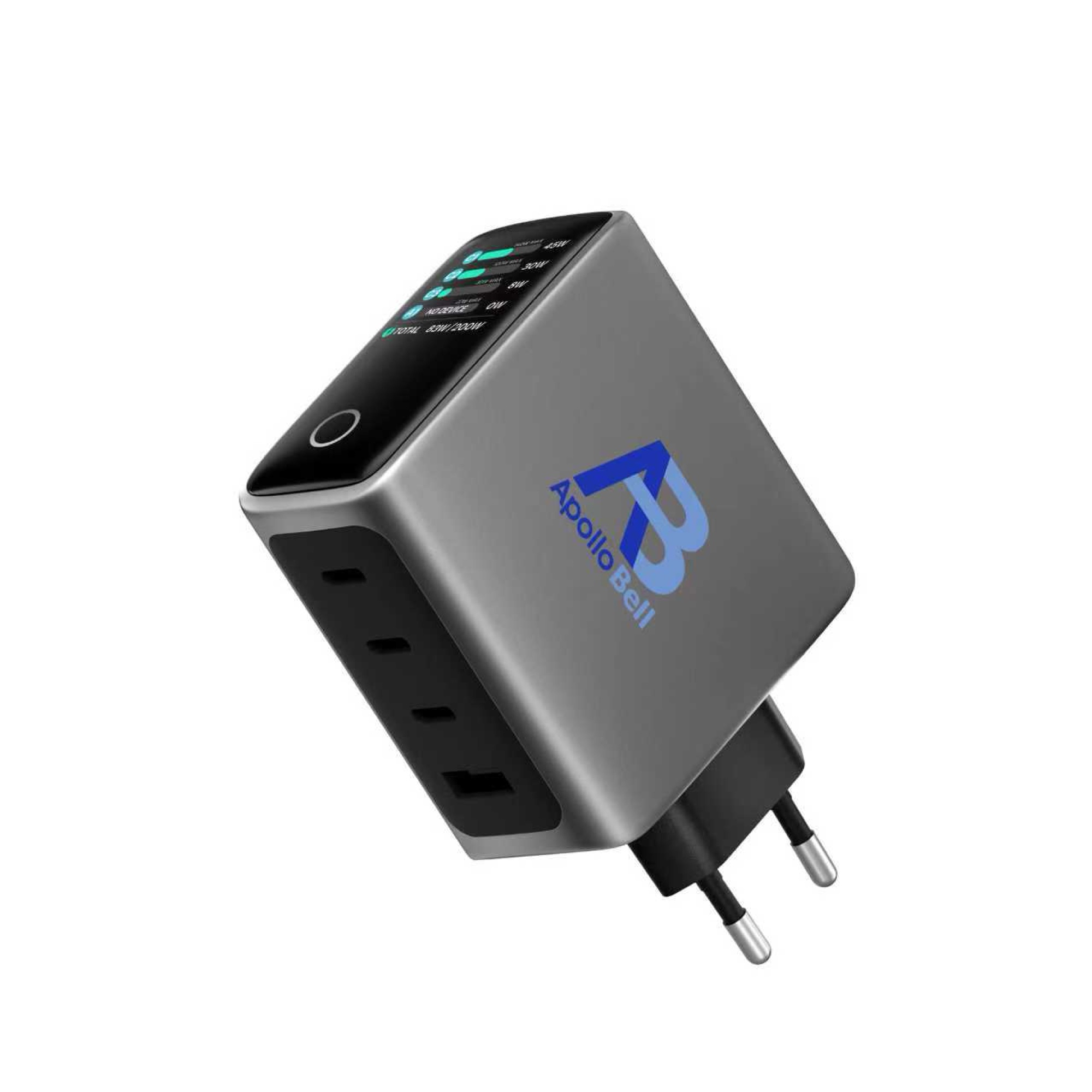 200W GaN Ultra Hızlı Şarj Cihazı, Yapay Zeka Dokunmatik Ekran, 3x USB-C + USB-A