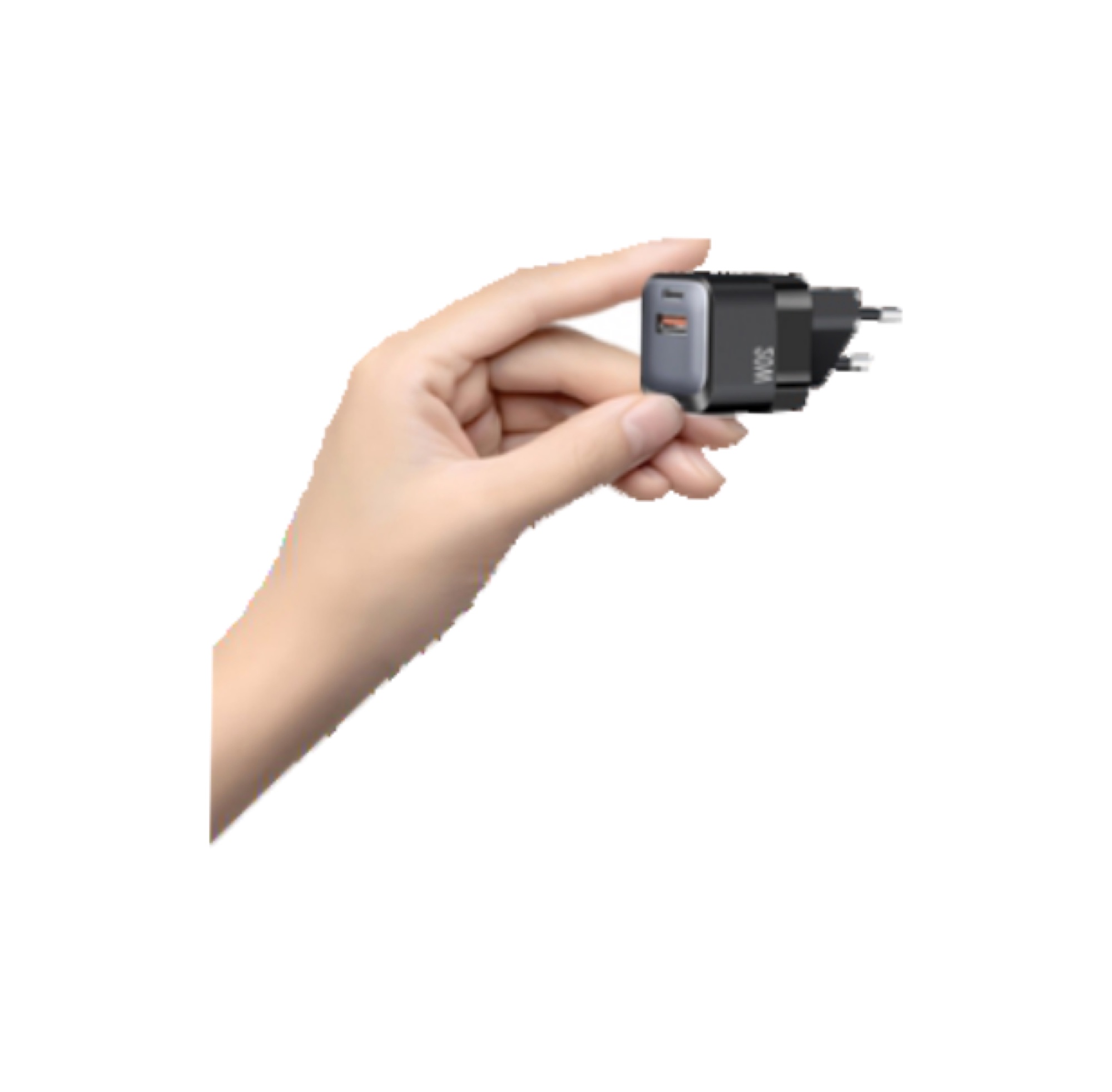 20W Mini GaN Pro Hızlı Şarj Cihazı, USB-C + USB-A, PD3.0, Siyah