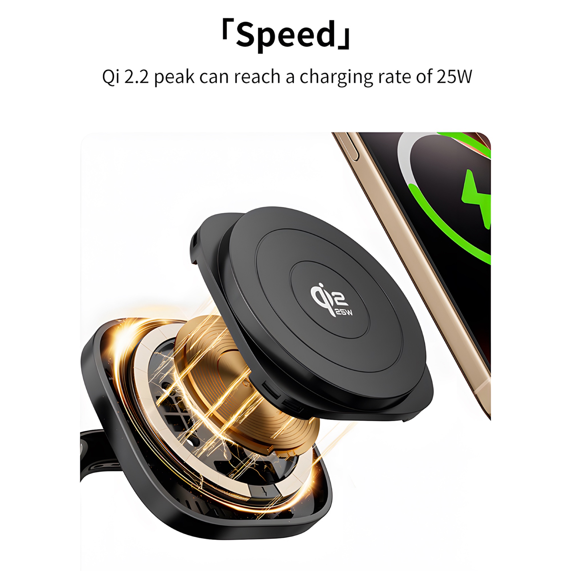 5'i 1 Arada Qi2.2 Manyetik Kablosuz Şarj Cihazı 25W, Bluetooth Hoparlör + Alarm Saati + Gece Lambası, Siyah - 6