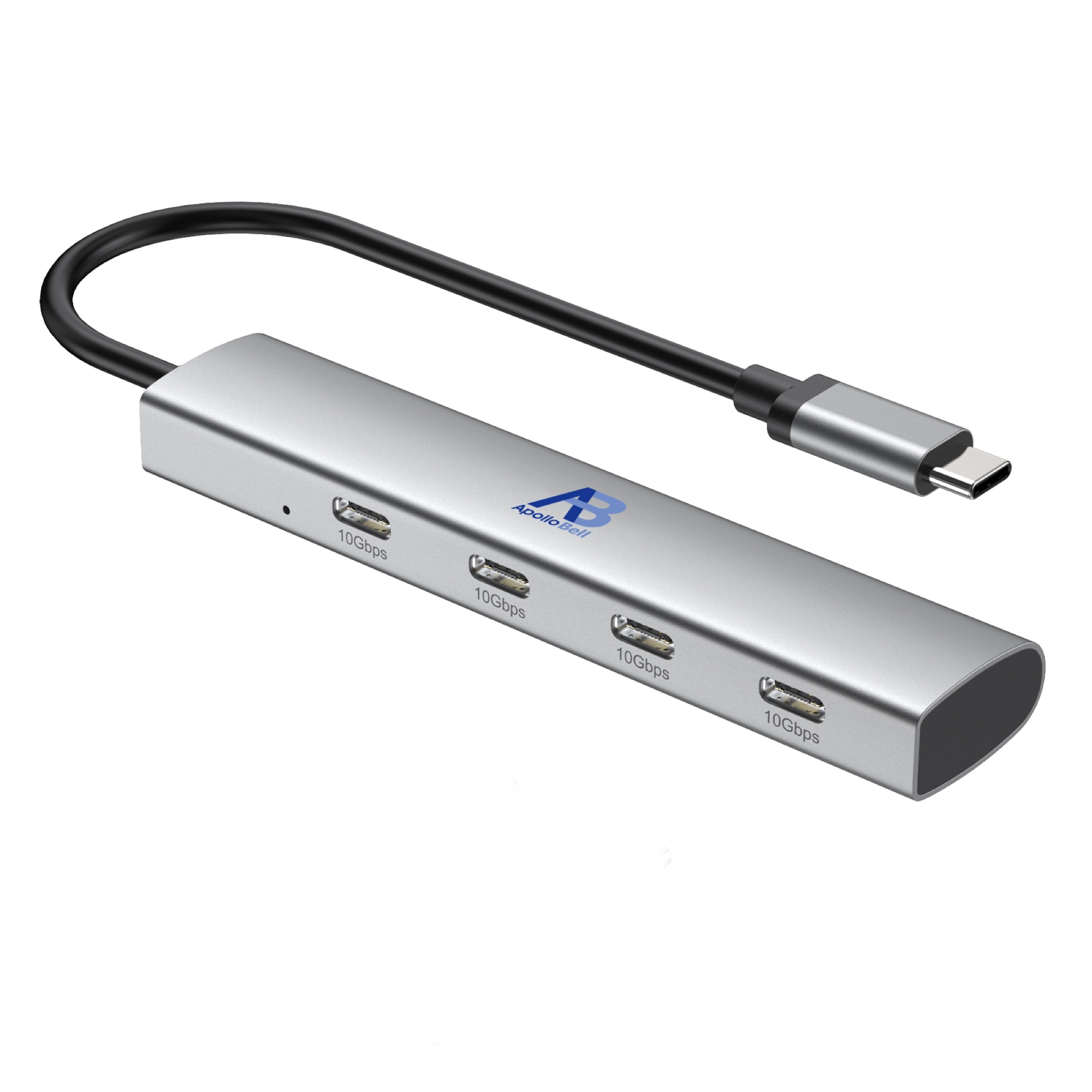 4 Portlu USB-C 3.2 Gen 2 Hub, 4x USB-C 10Gbps, Alüminyum, Gri