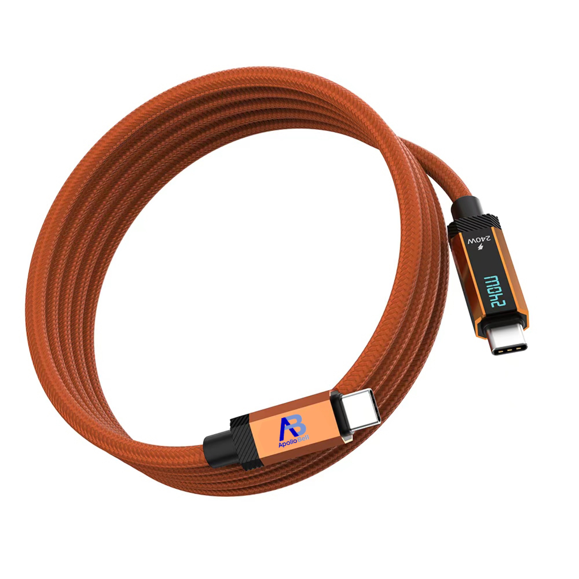 USB4 V2.0 Manyetik Kablo 240W / 80Gbps Dijital Ekranlı Örgülü USB-C, 150cm Siyah - 3