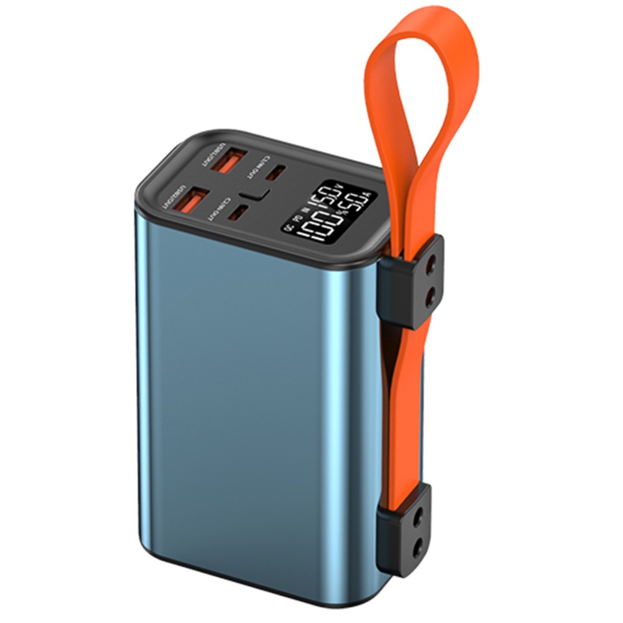 30.000mAh 100W PD Powerbank, Çift USB-C + Çift USB-A, LED Işıklı, LCD Ekran