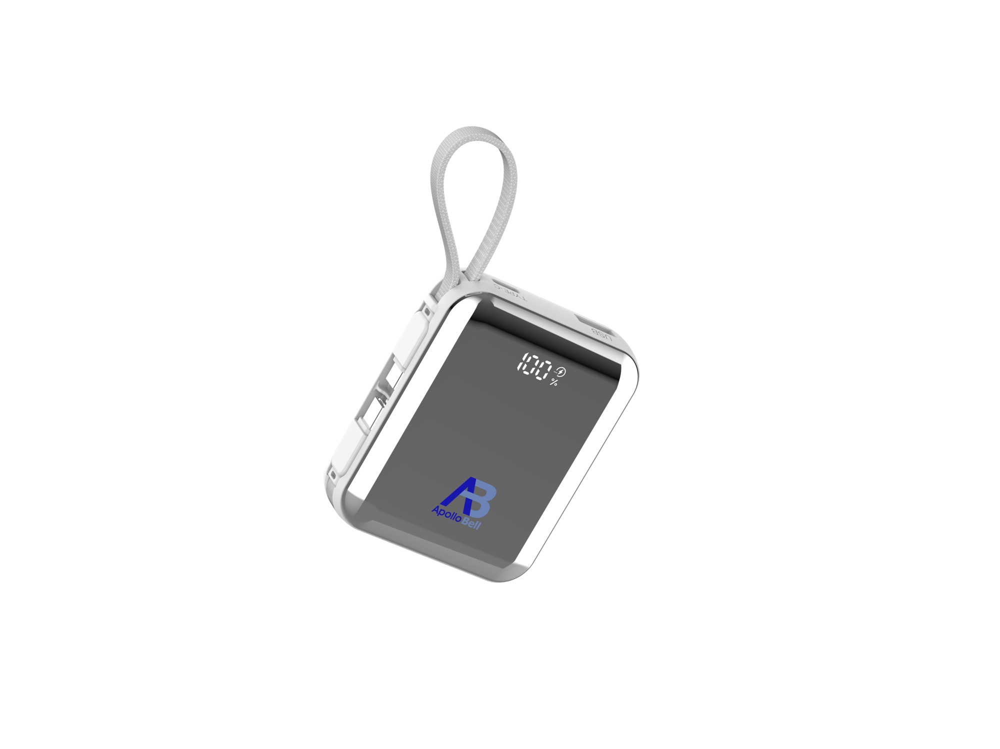 10.000mAh 35W Mini Powerbank, Dahili USB-C Kablolu, Beyaz - 7