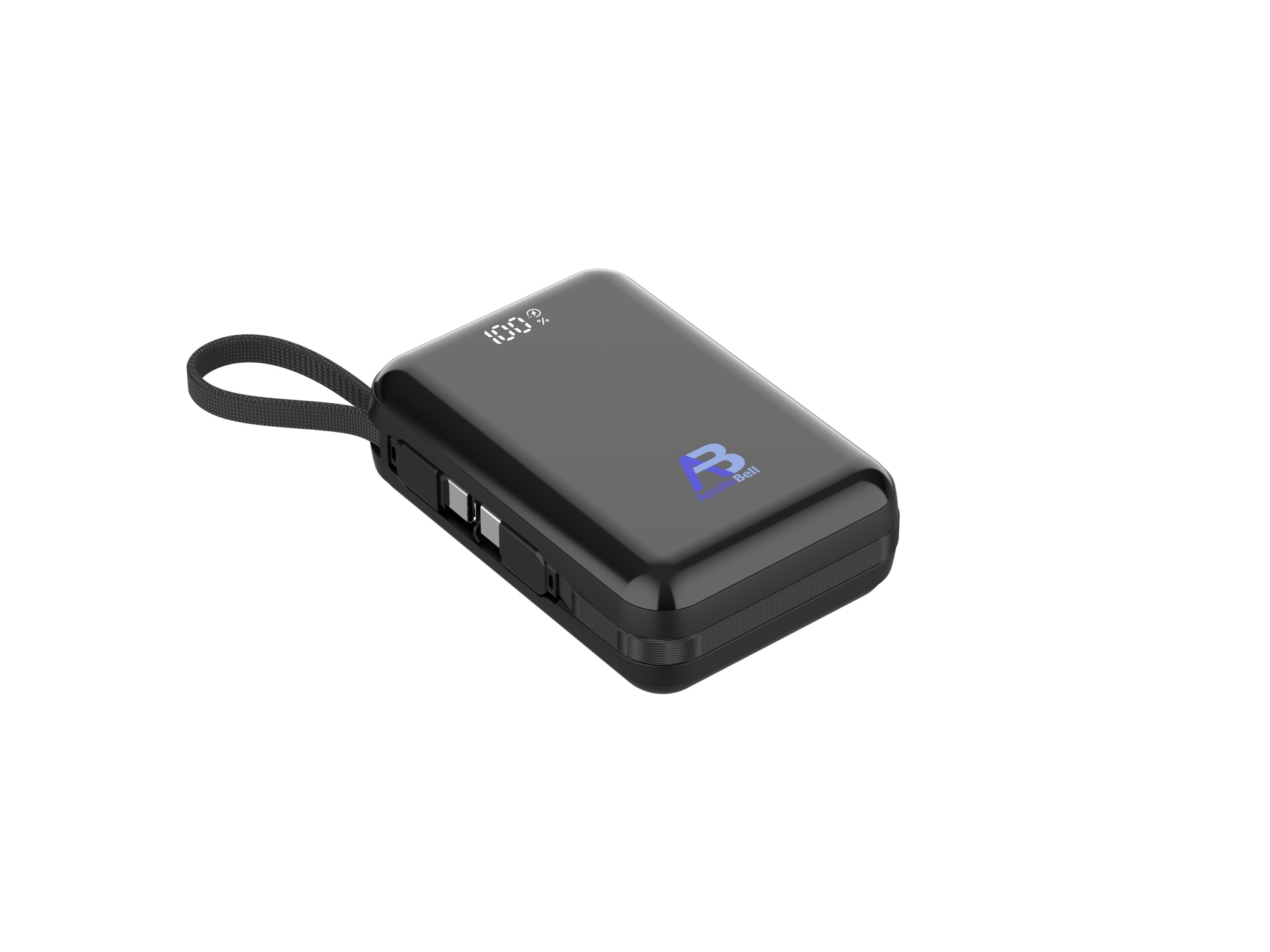 20.000mAh 35W Mini Powerbank, Dahili USB-C Kablolu, LCD Ekranlı, Siyah - 2