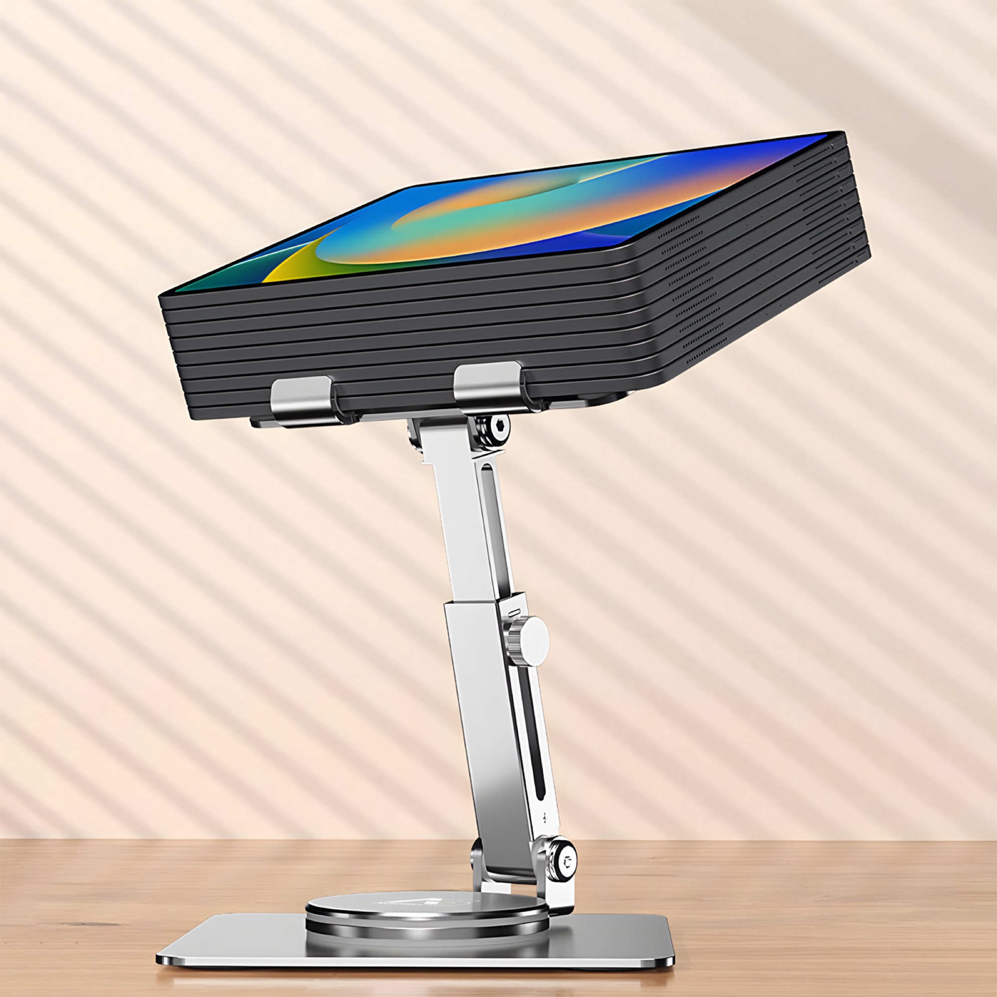 Katlanabilir Teleskopik Telefon ve Tablet Standı, Alüminyum 360° Döner - Gümüş - 5