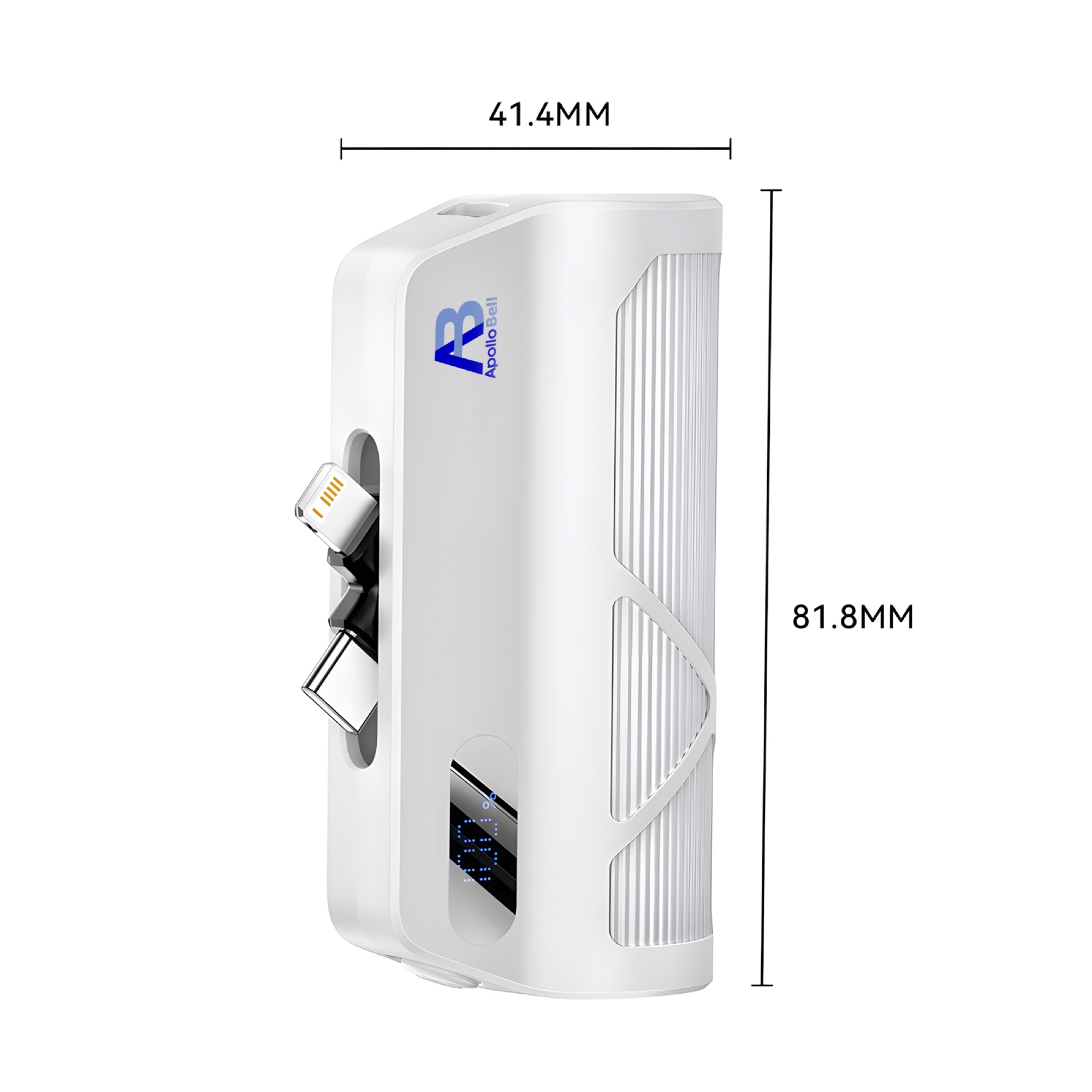 5.000mAh Mini Powerbank, USB-C & Lightning Çift Çıkışlı, Dijital Ekran, Beyaz - 9